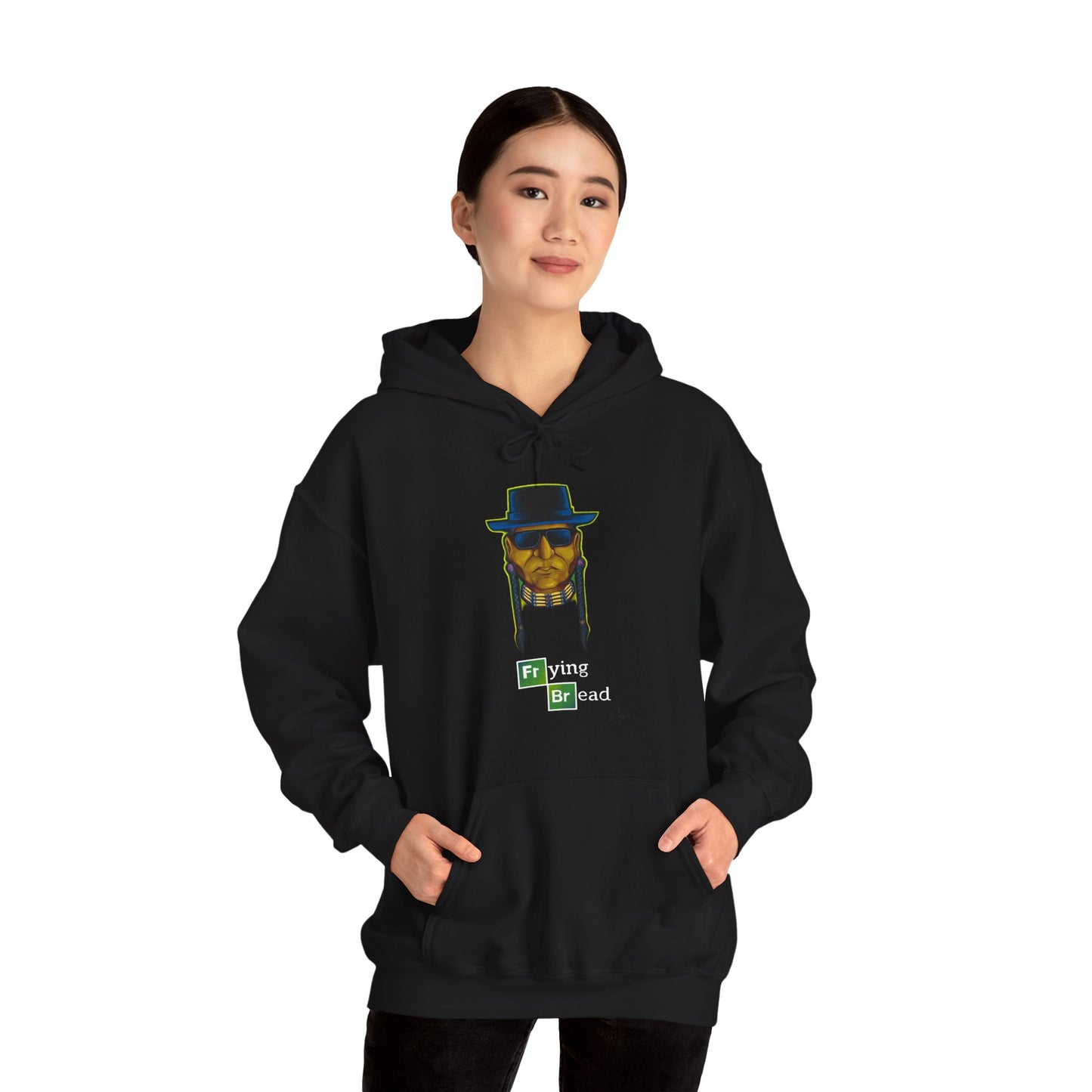 Unisex Heavy Blend™ Hooded Sweatshirt, Walter Red, Frying Bread, Native American, Pop Art, Native Humor