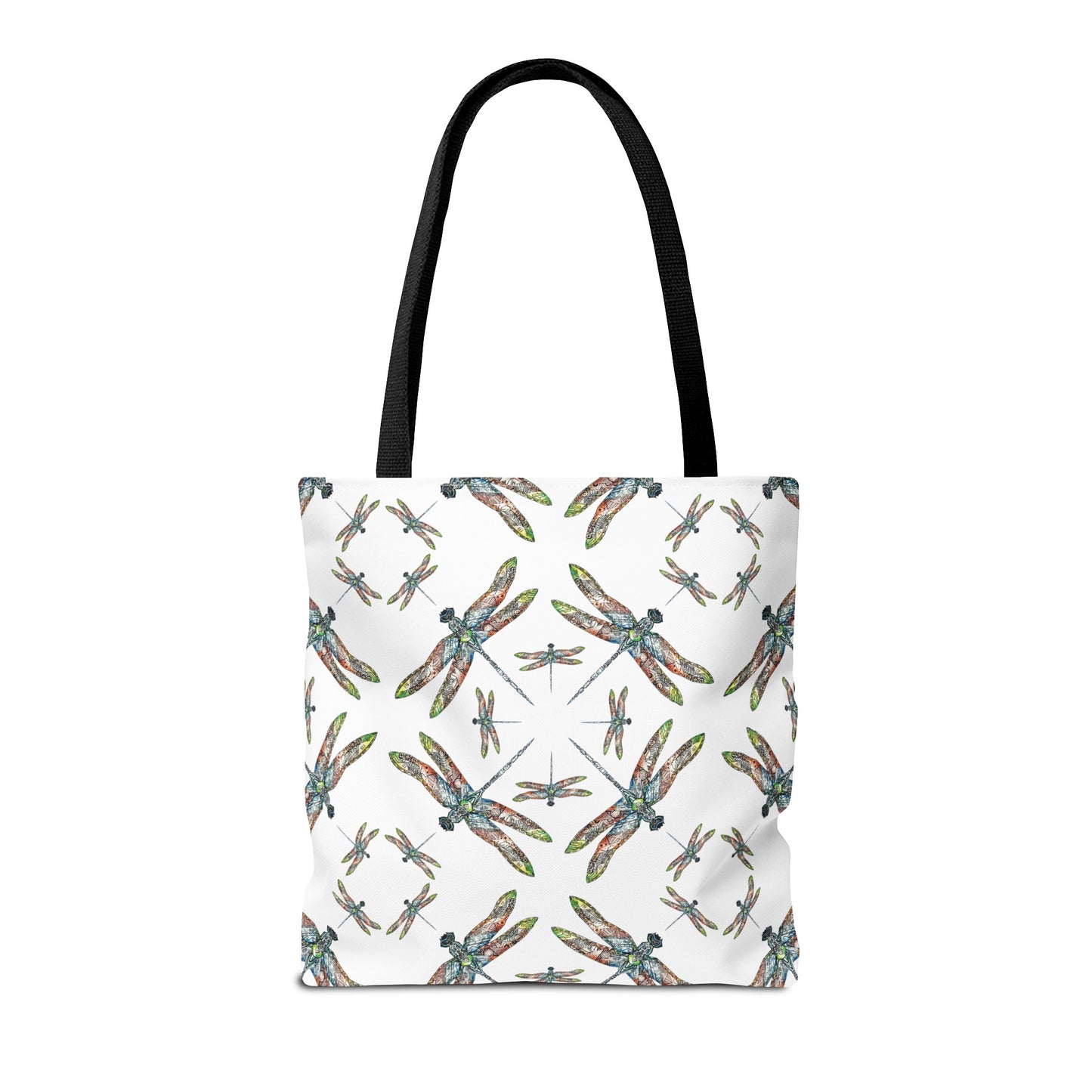 Dragonfly Tote Bag, White, Shoulder bag, Powwow tote, Carry all