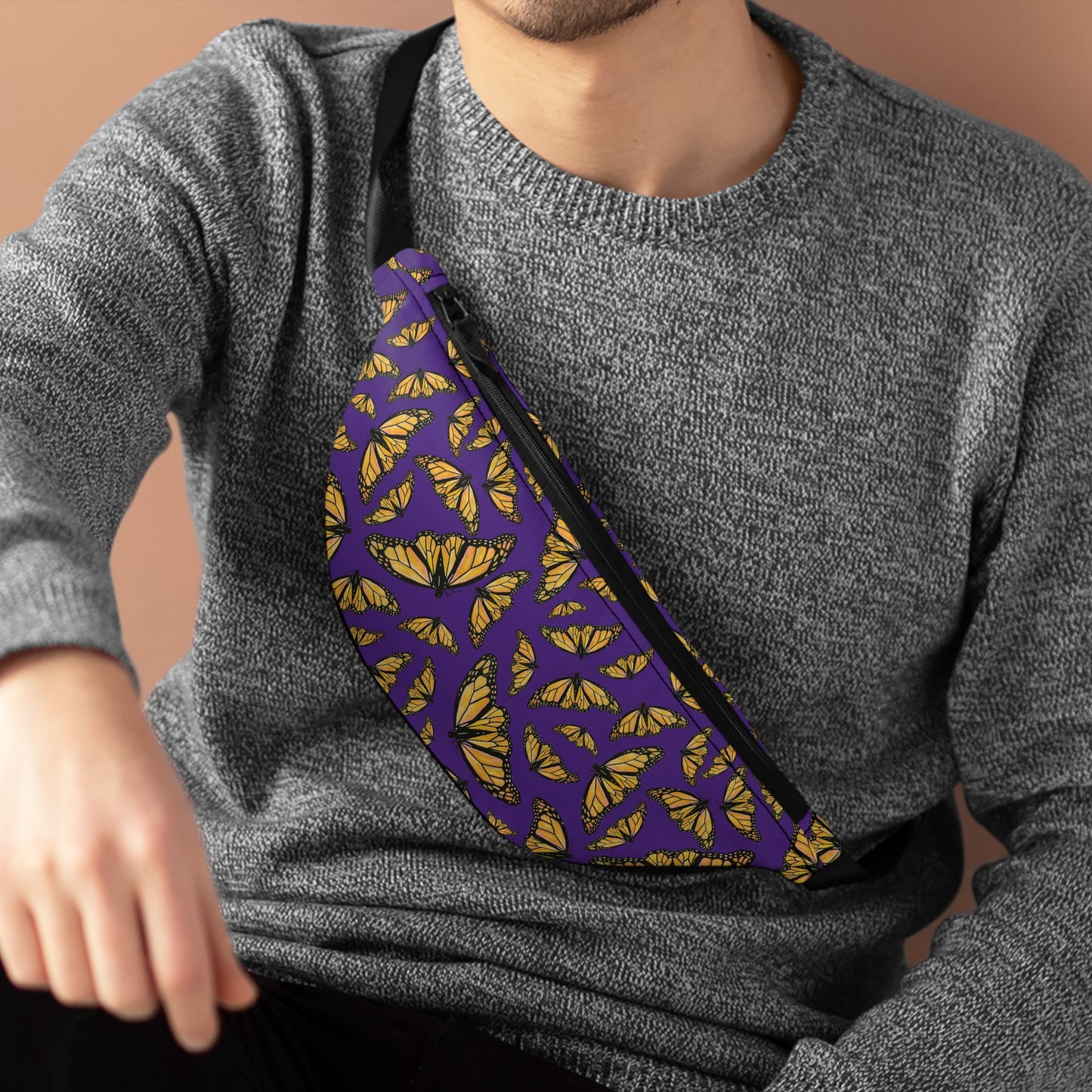 Fanny Pack, Purple, Monarch, Butterfly, Kamama