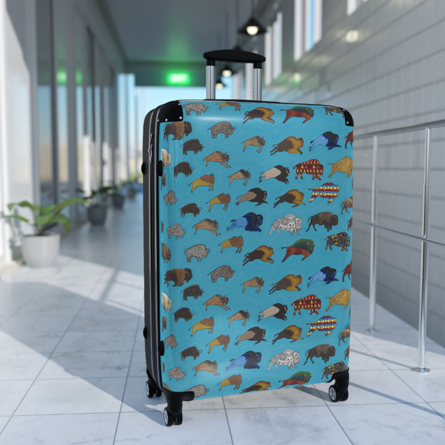 Suitcase, Turquoise Color, Bison Transition, Buffalo, Native American, Luggage, Carry On