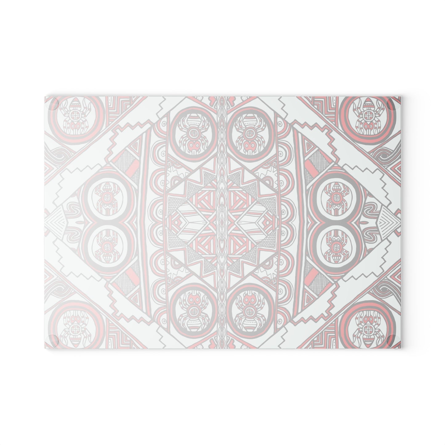Glass Cutting Board, Kitchen Accessory, SouthEast Spider Motif, Grandmother Spider, Native Design, Ancient Tribal Mound Symbols