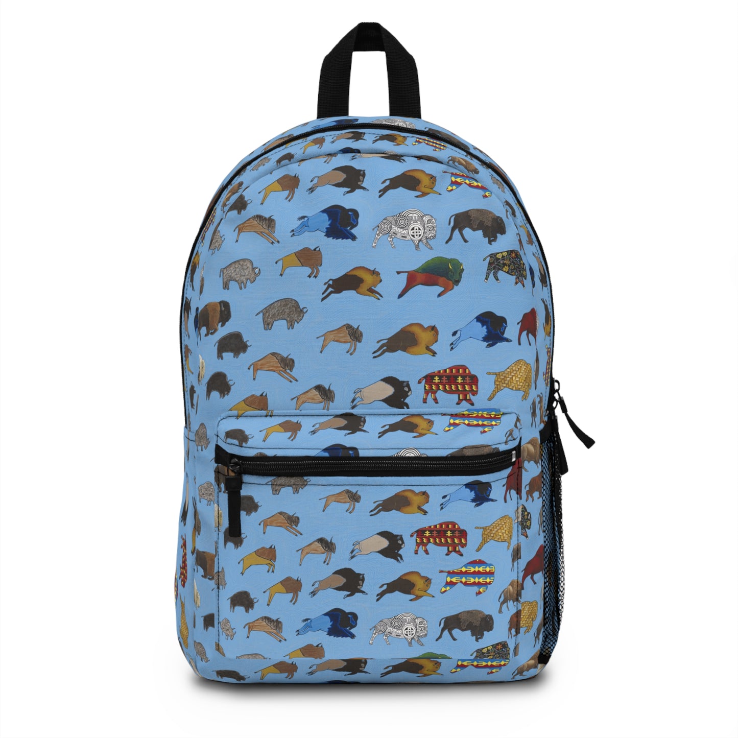 Backpack, Blue, Bison Transition, Buffalo, Native American, Back to School, Camping, Hiking, Travel