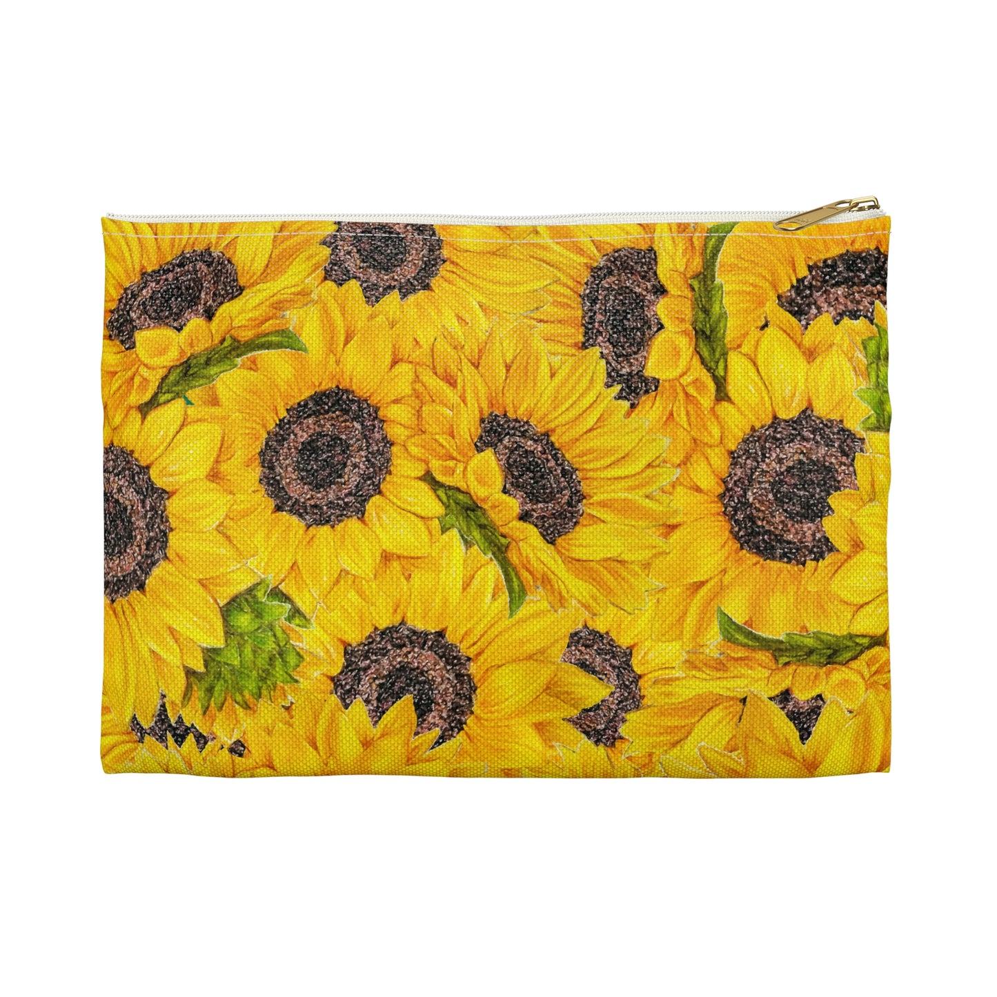 Accessory Pouch, Sunflower Theme, Oklahoma Wildflower, Yellow Floral, Sunflower Art
