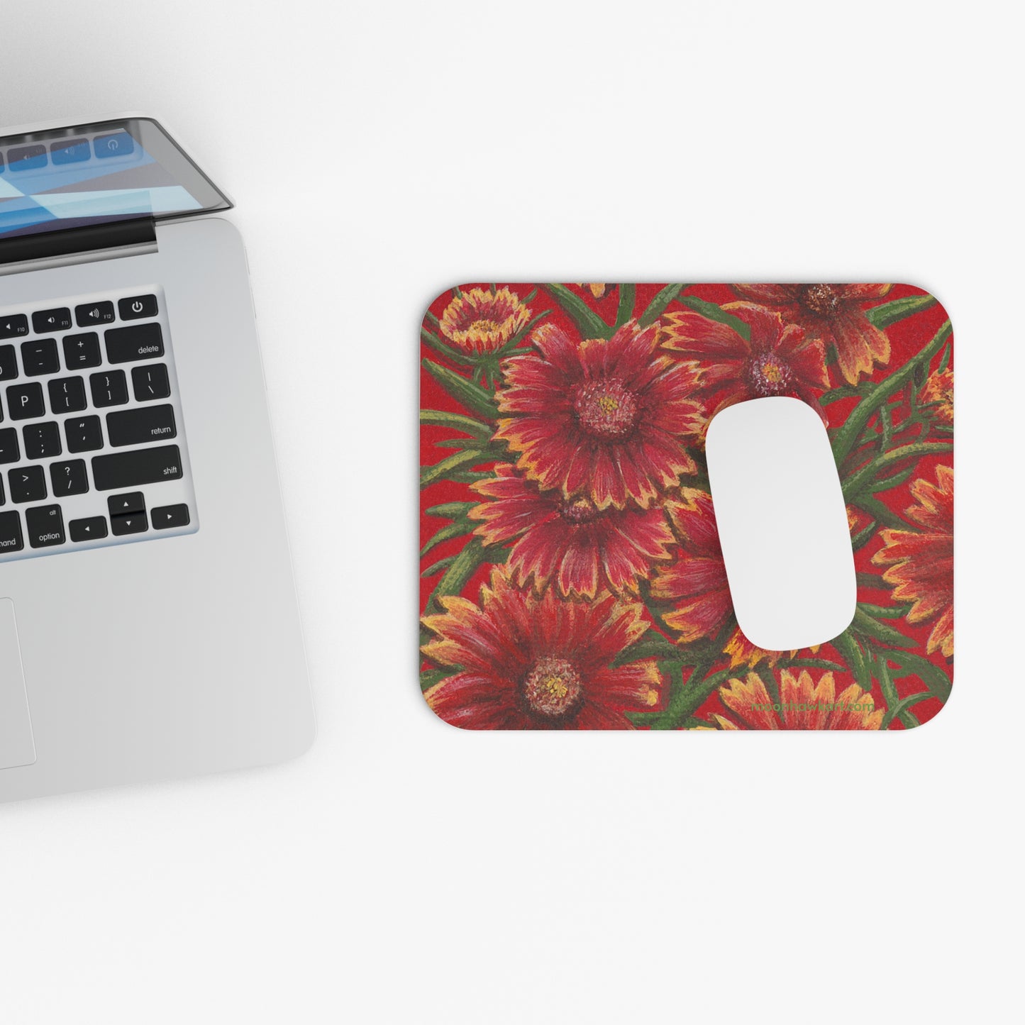 Mouse Pad (Rectangle), Indian Blanket, Oklahoma Wildflowers, Red Floral, Native Flowers