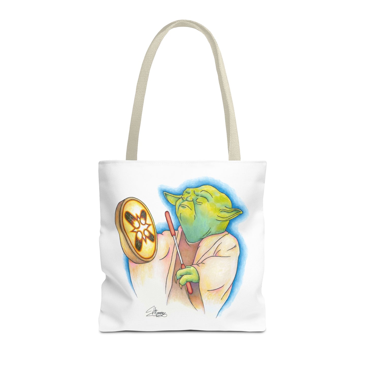 Tote Bag, Alien Playing Native Hand Drum, Native Pop Humor, Native American
