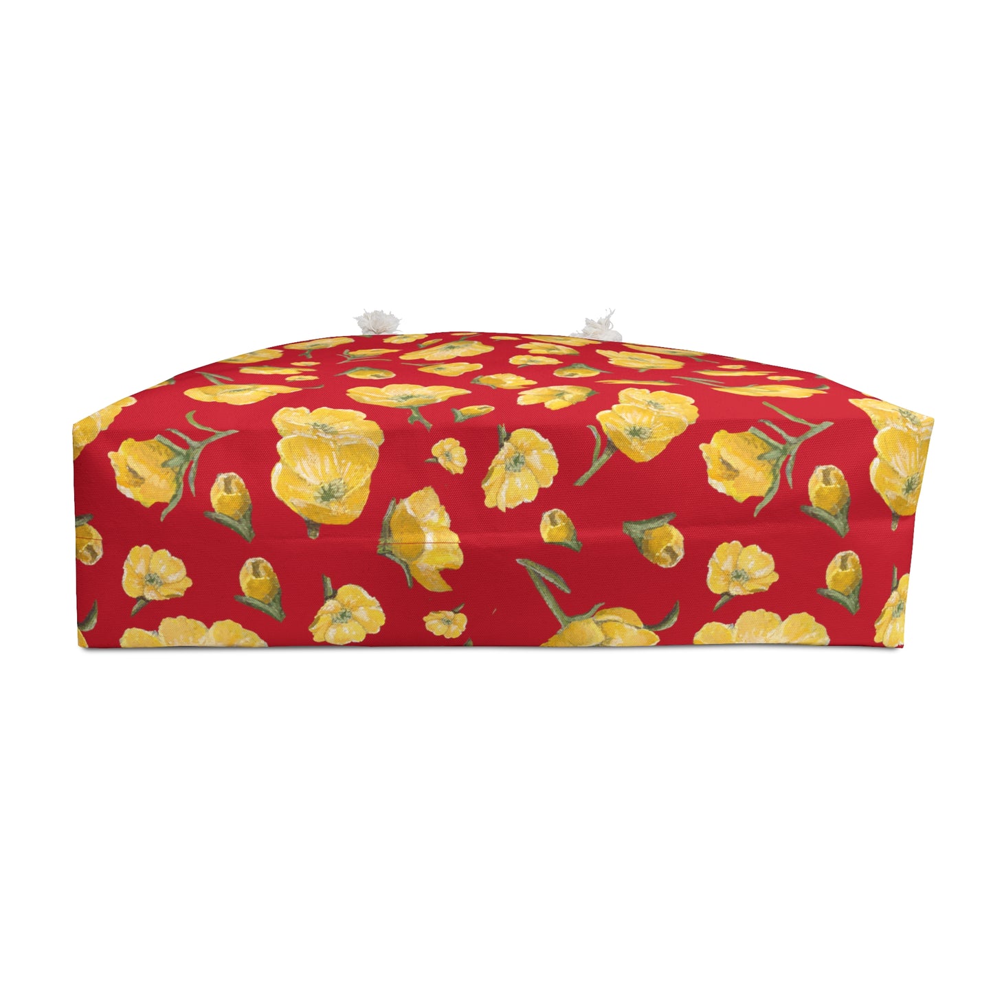 Weekender Bag, Buttercups, Red Background, Oklahoma Wildflower, Yellow Floral