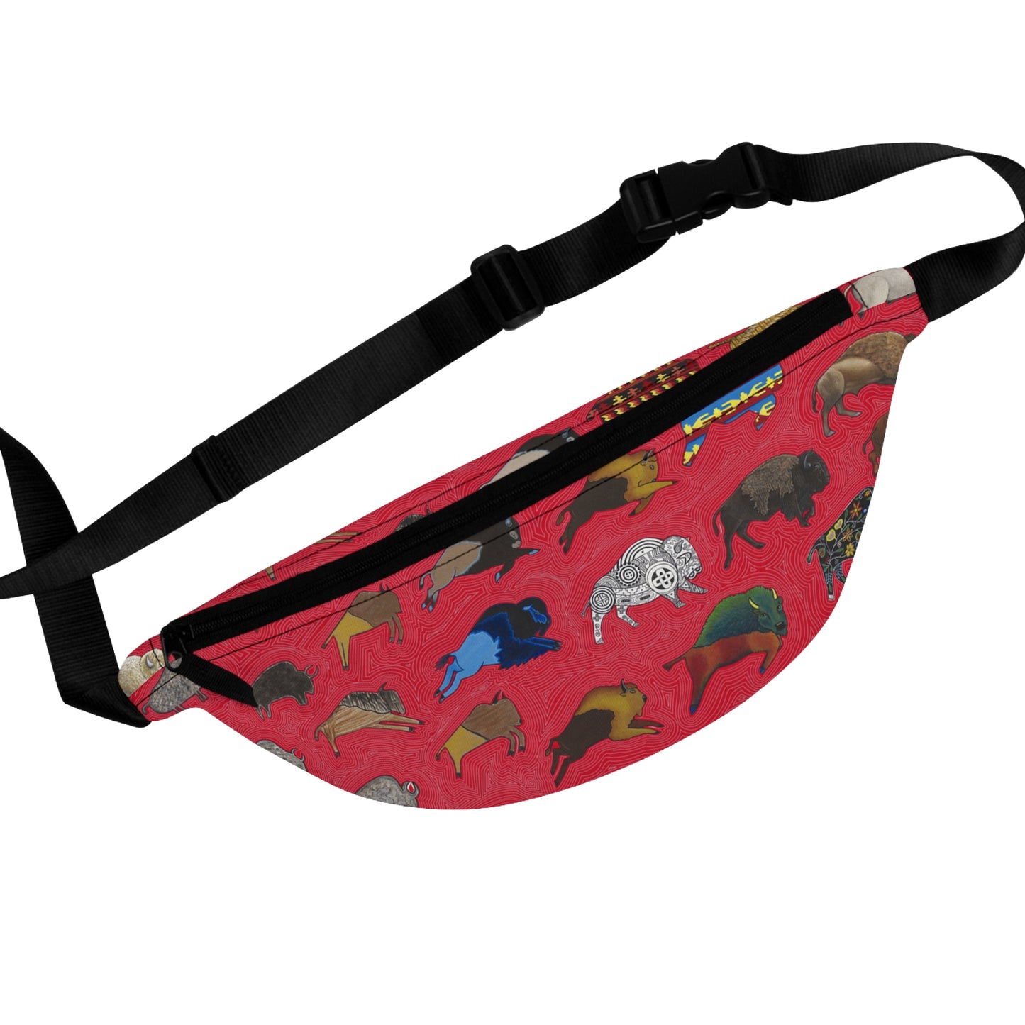 Fanny Pack, Red, Bison Transition, Buffalo, Native American, Indigenous Design