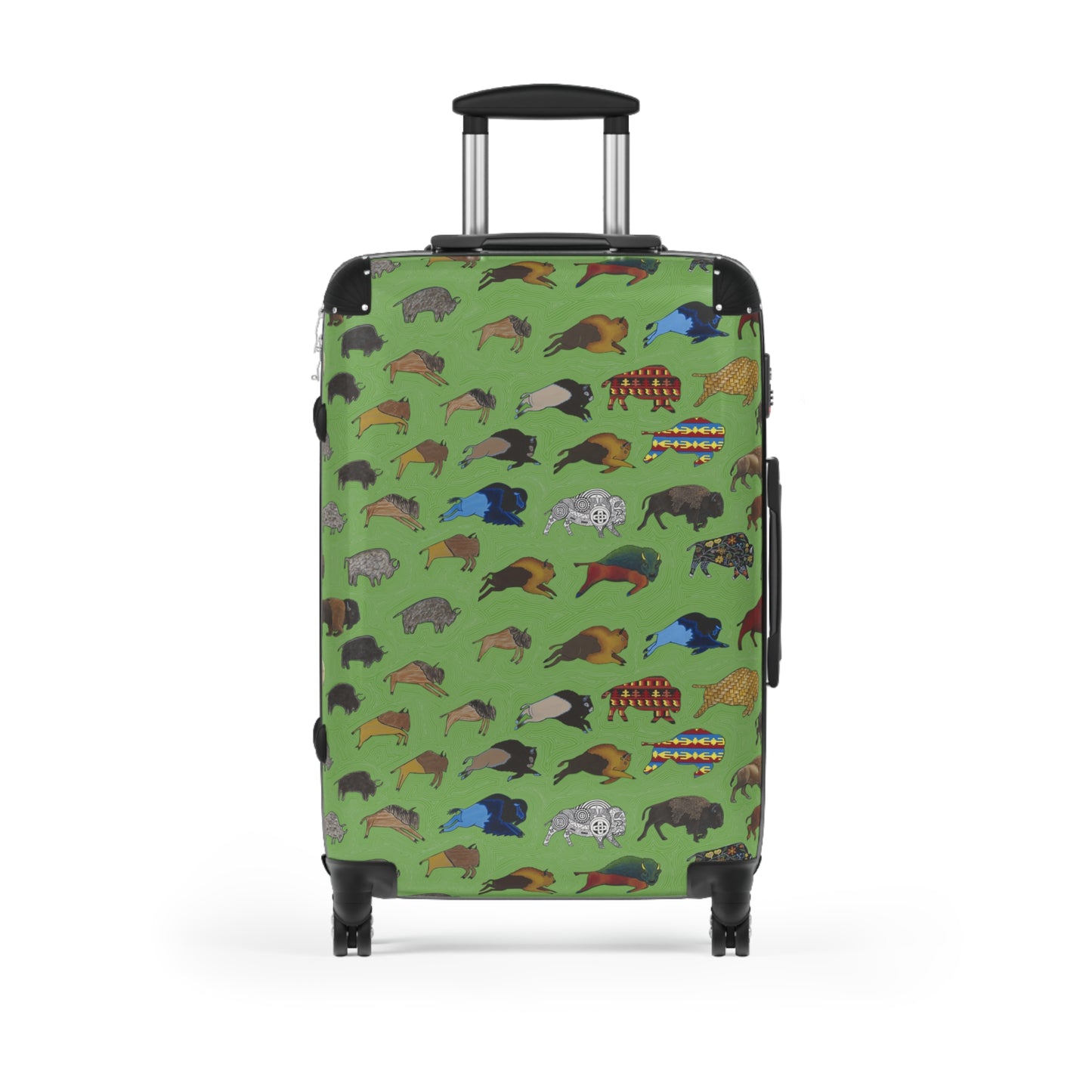 Suitcase, Green, Bison Transition, Buffalo, Native American, Carry On, Luggage
