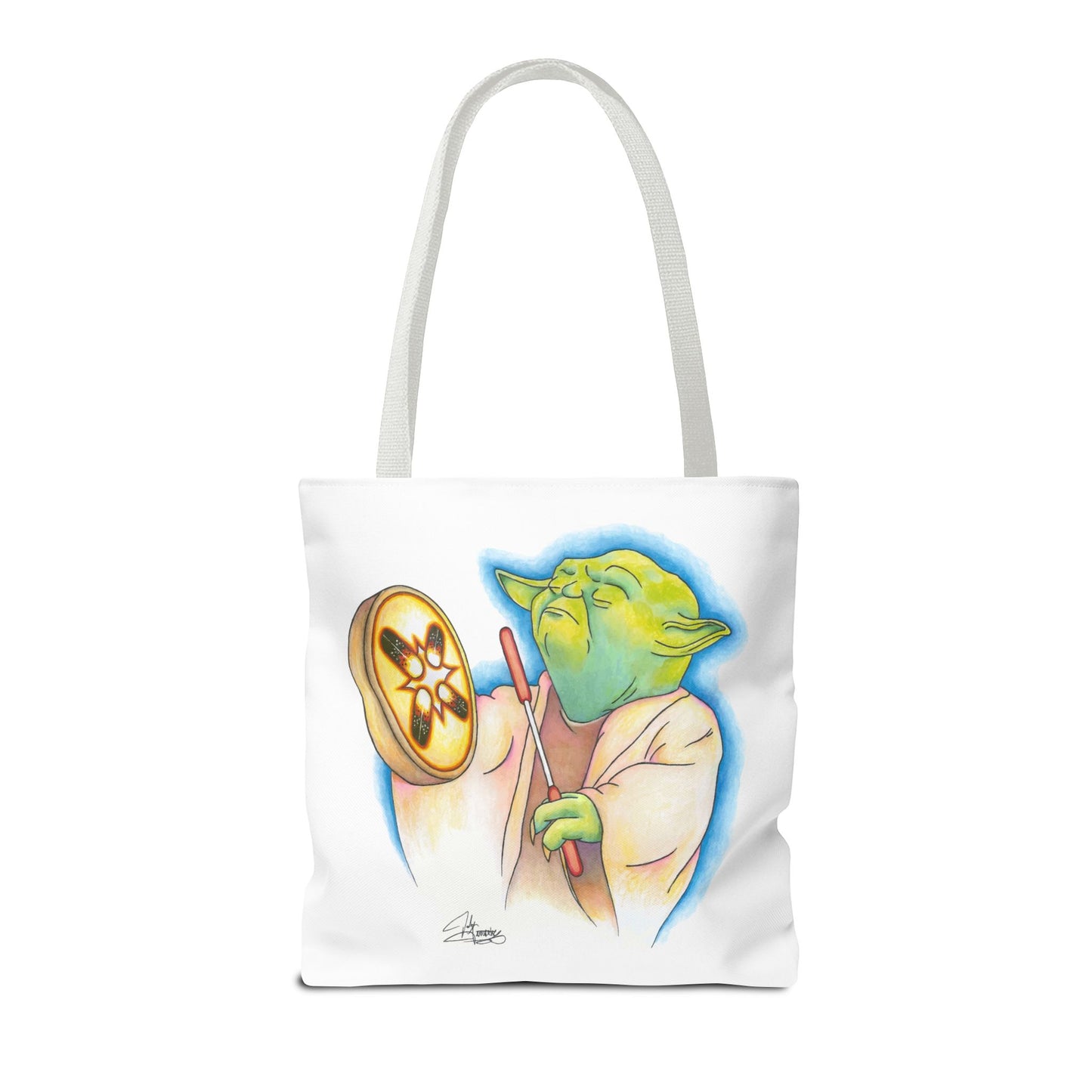 Tote Bag, Alien Playing Native Hand Drum, Native Pop Humor, Native American