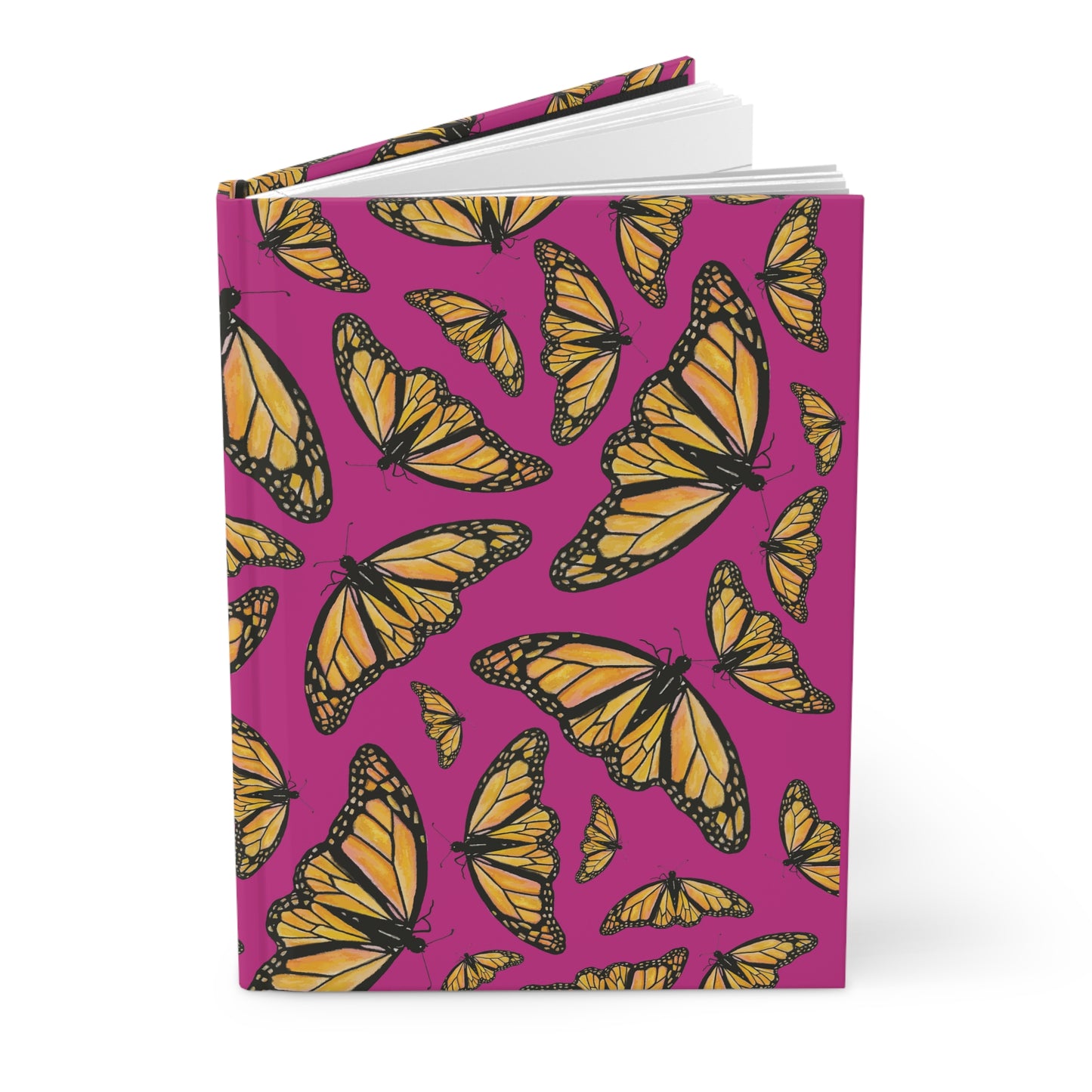 Hardcover Journal, Hot Pink, Monarchs, Matte
