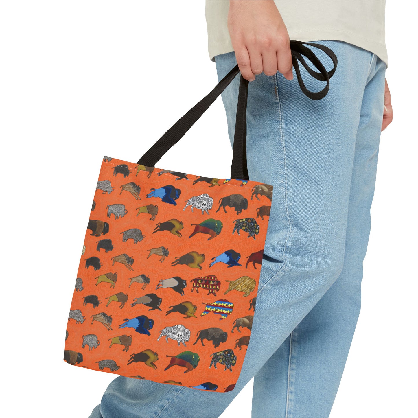 Tote Bag, Orange, Bison Transition, Buffalo, Native America