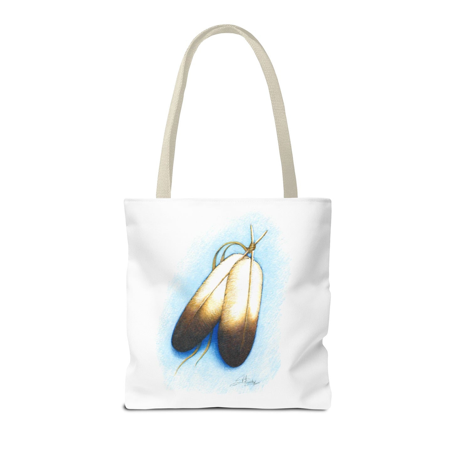 Double Feather Tote Bag, Native American design, book bag, powwow tote bag