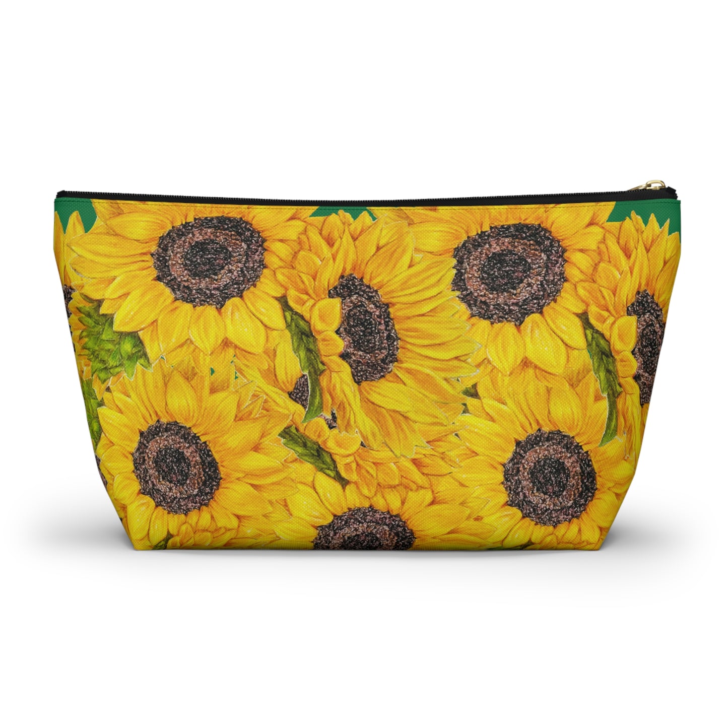 Accessory Pouch w T-bottom, Sunflower Theme, Oklahoma Wildflowers, Yellow Floral, Sunflower Art