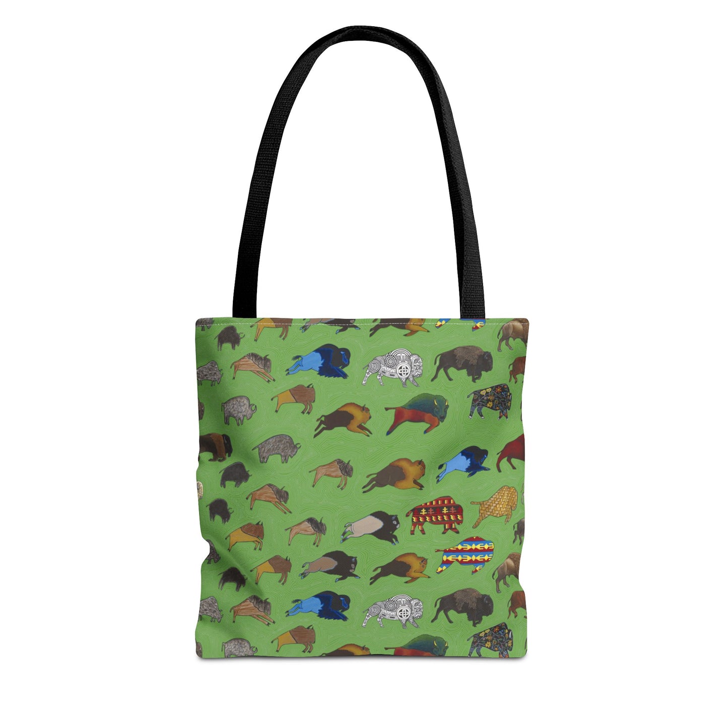 Tote Bag, Green, Bison Transition, Buffalo, Native American