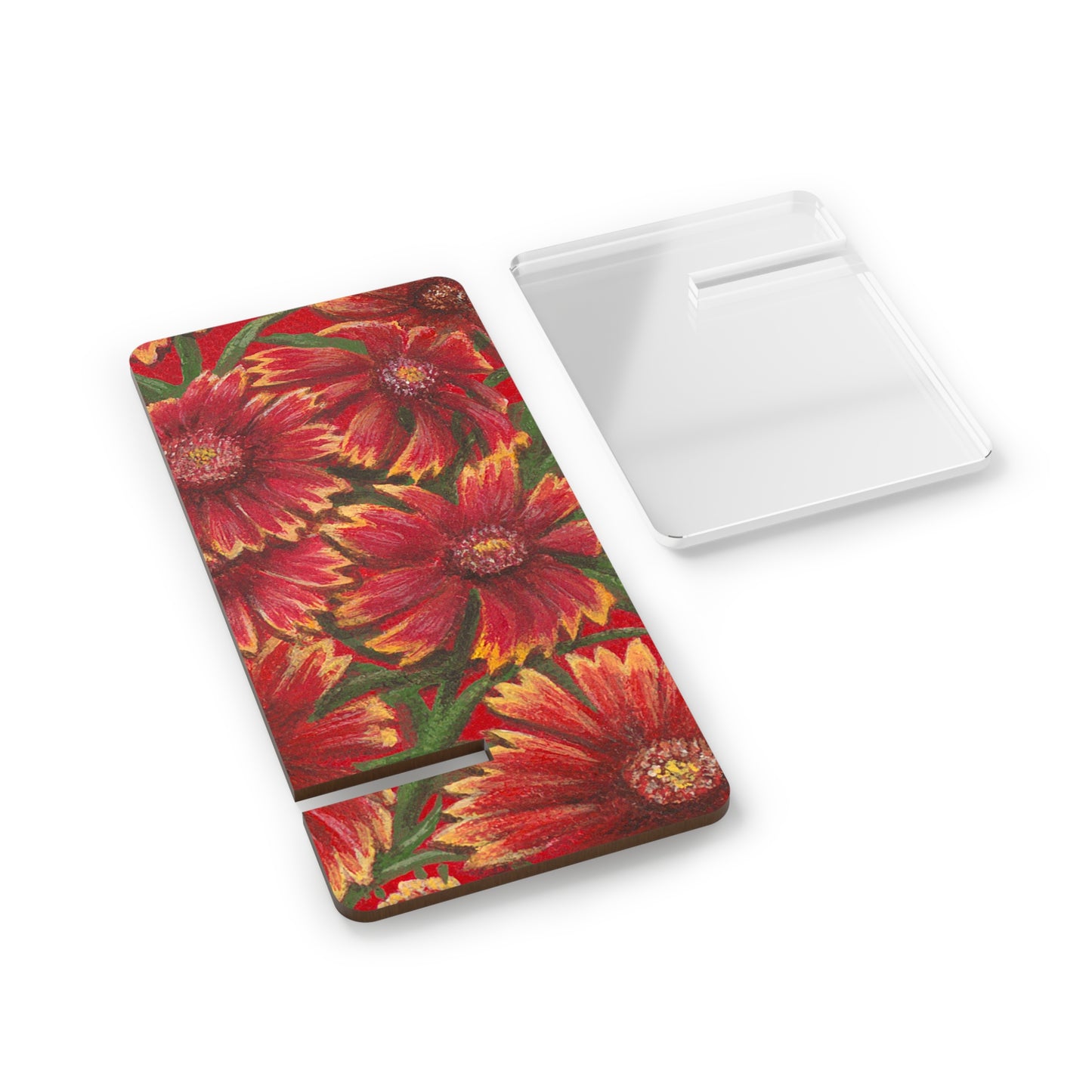 Mobile Display Stand for Smartphones, Indian Blanket, Oklahoma State Wildflower, Red Floral, Floral Art, Cell Phone Stand