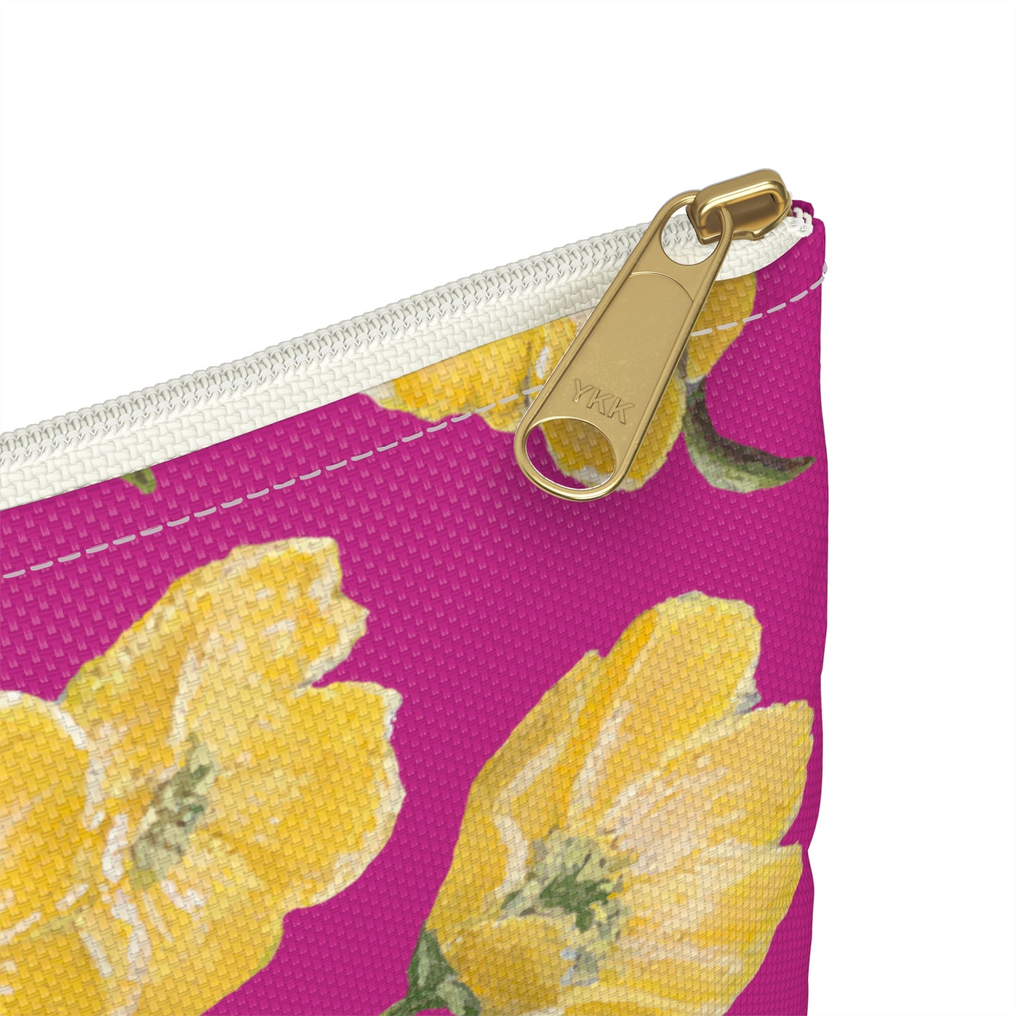 Accessory Pouch, Buttercups, Hot Pink Background, Oklahoma Wildflower, Yellow Floral