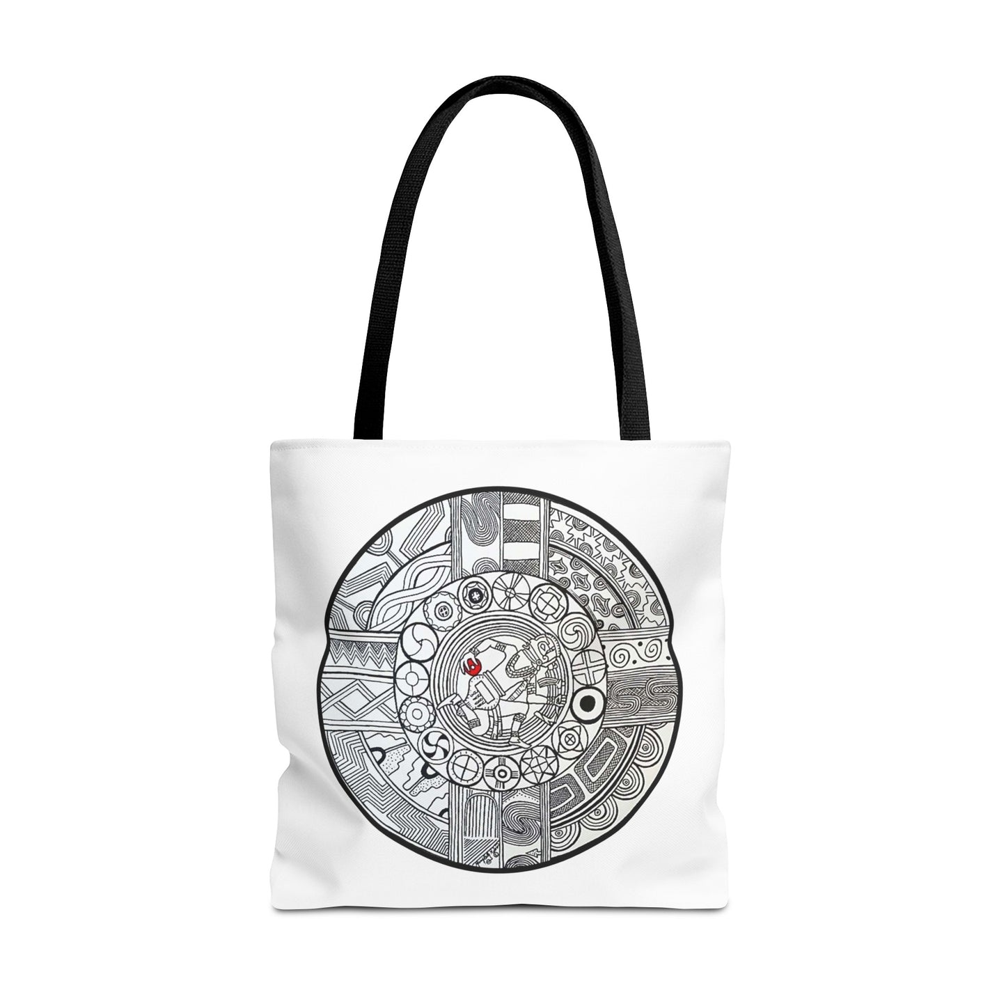 Native Tote Bag , SouthEastern Style, Ancient Tribal Mound Symbology, Chunkey player, Native American, Powwow Bag