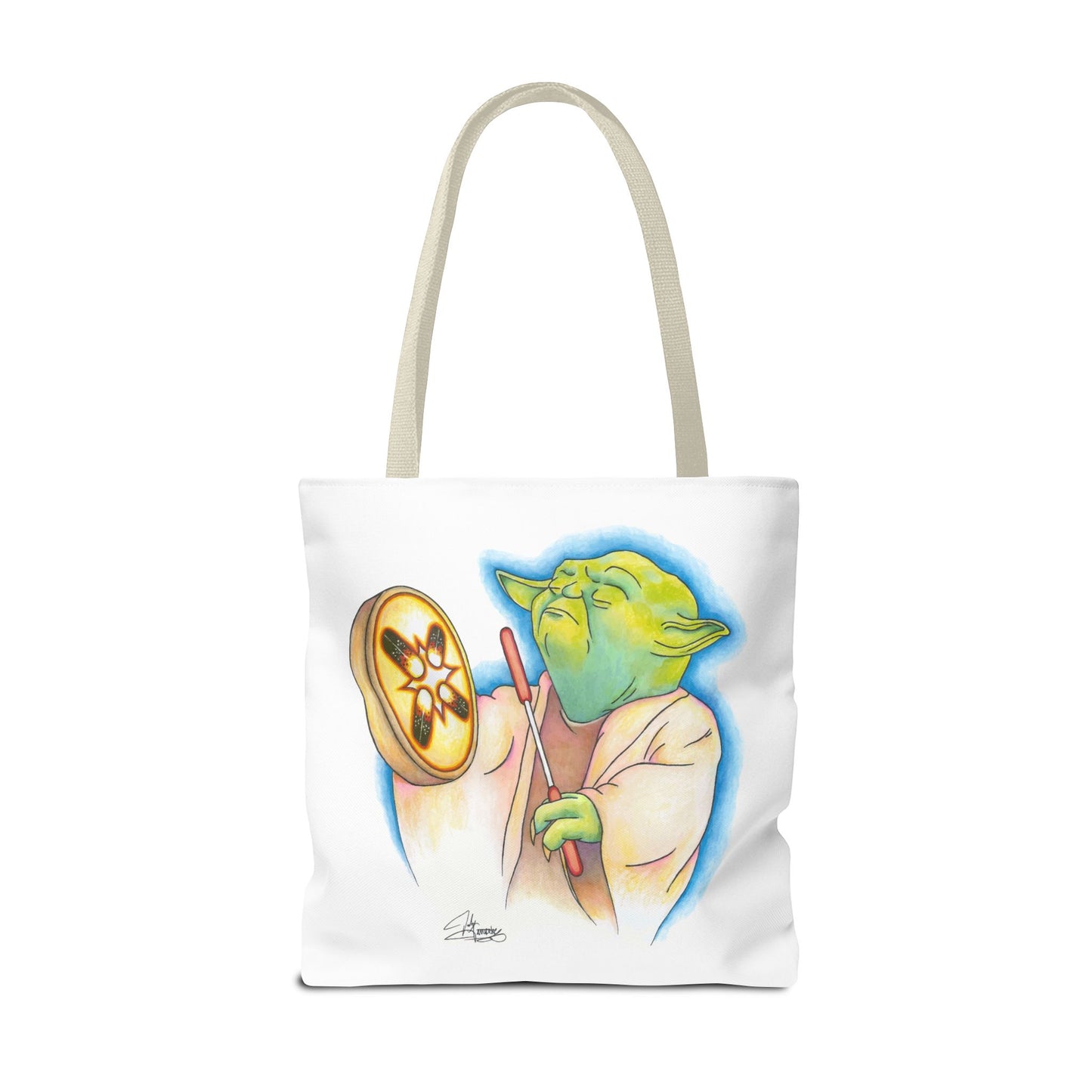 Tote Bag, Alien Playing Native Hand Drum, Native Pop Humor, Native American