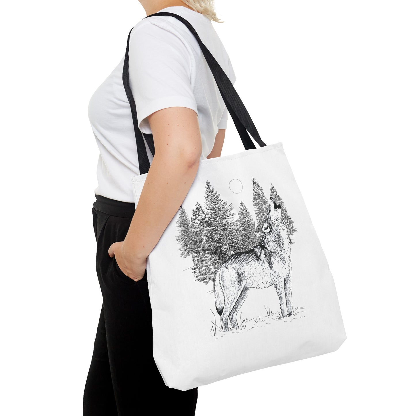 Howling Wolf Tote Bag , Travel tote, Powwow bag, Native American design