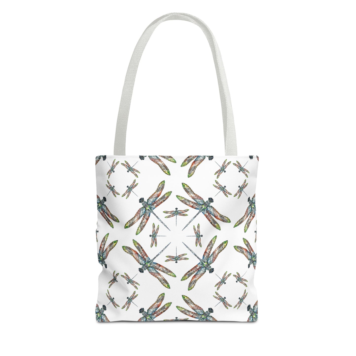 Dragonfly Tote Bag, White, Shoulder bag, Powwow tote, Carry all