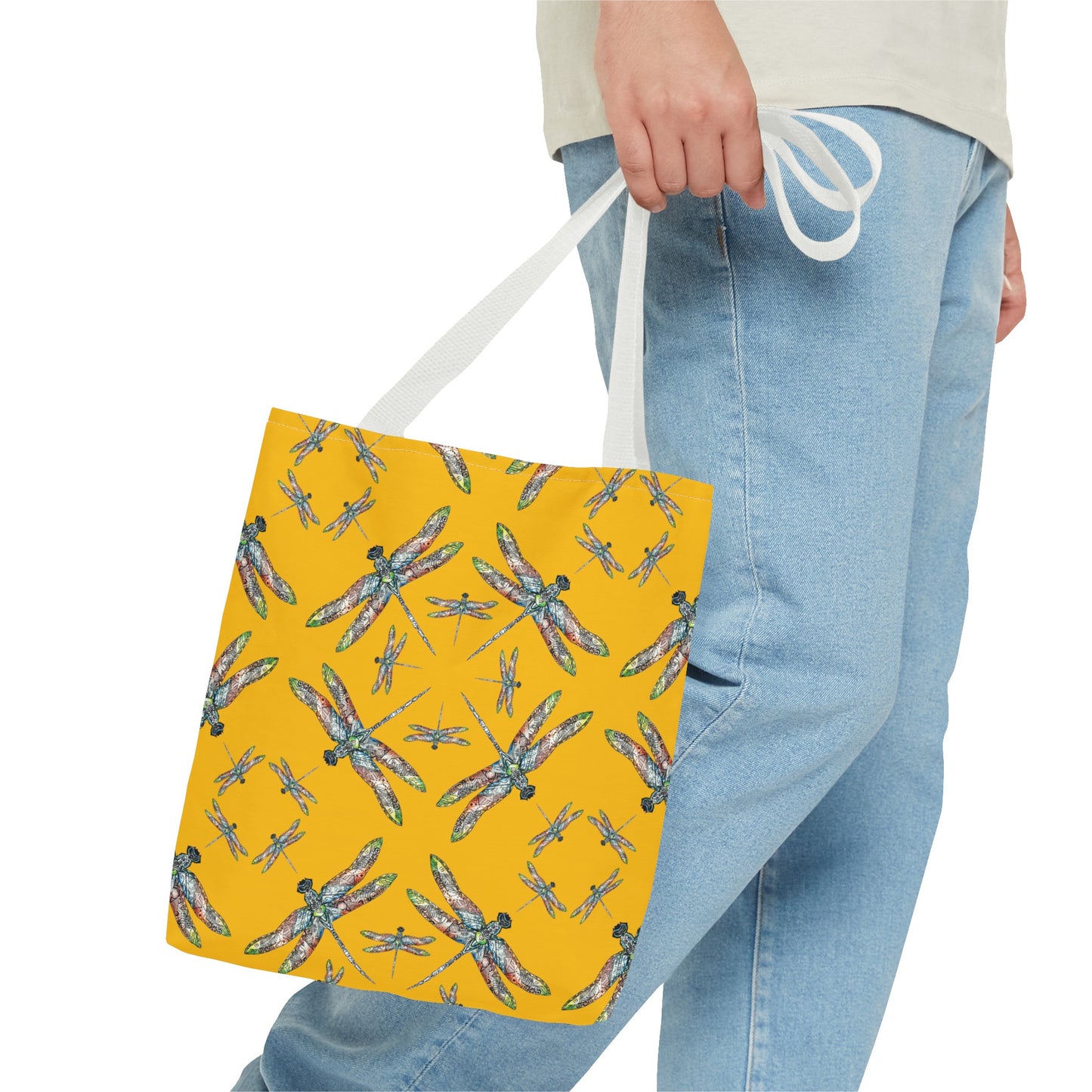 Dragonfly Tote Bag, Yellow, Shoulder bag, Powwow tote, Carry all