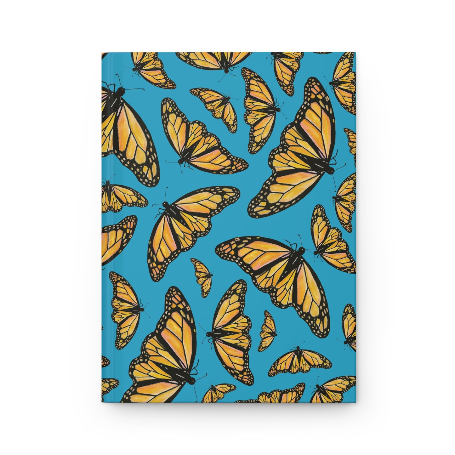 Hardcover Journal, Monarchs, Turquoise Color Background, Matte