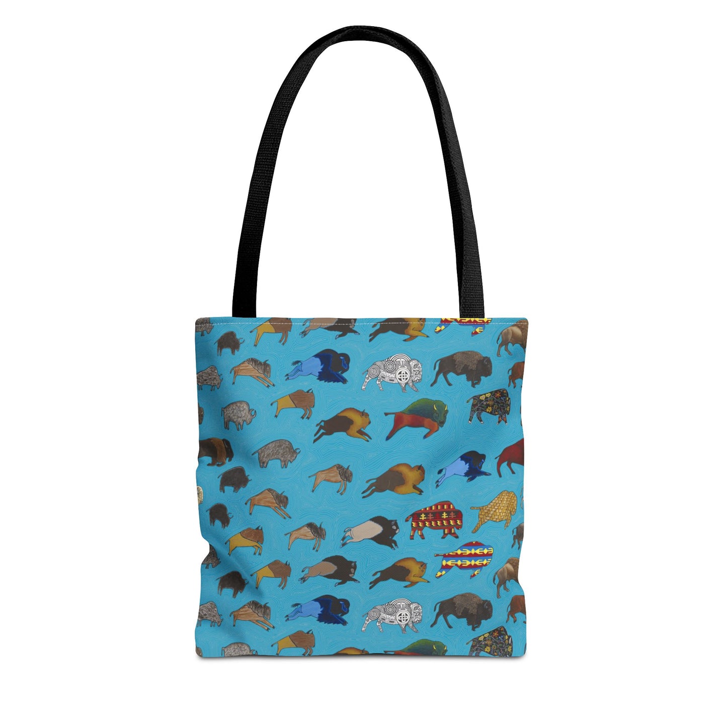 Tote Bag, Turquoise, Bison Transition, Buffalo, Native American