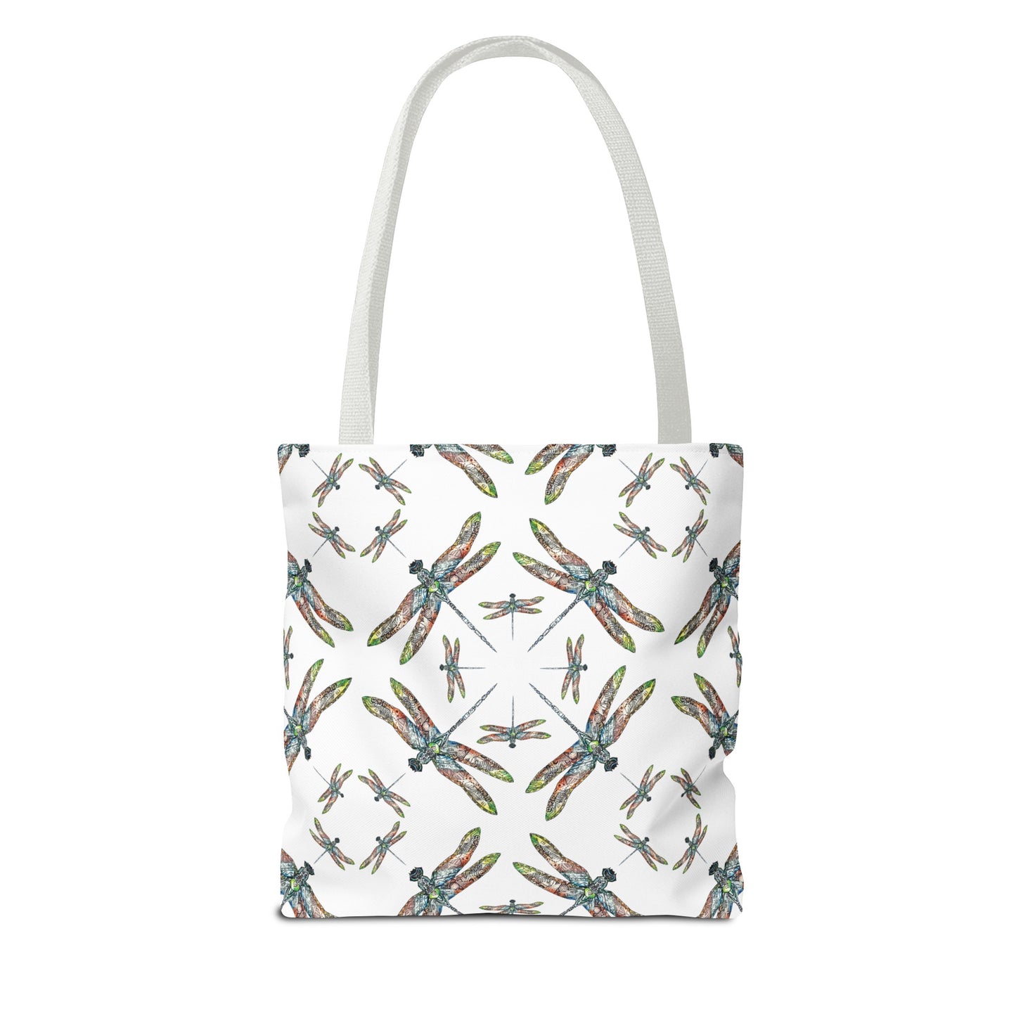 Dragonfly Tote Bag, White, Shoulder bag, Powwow tote, Carry all