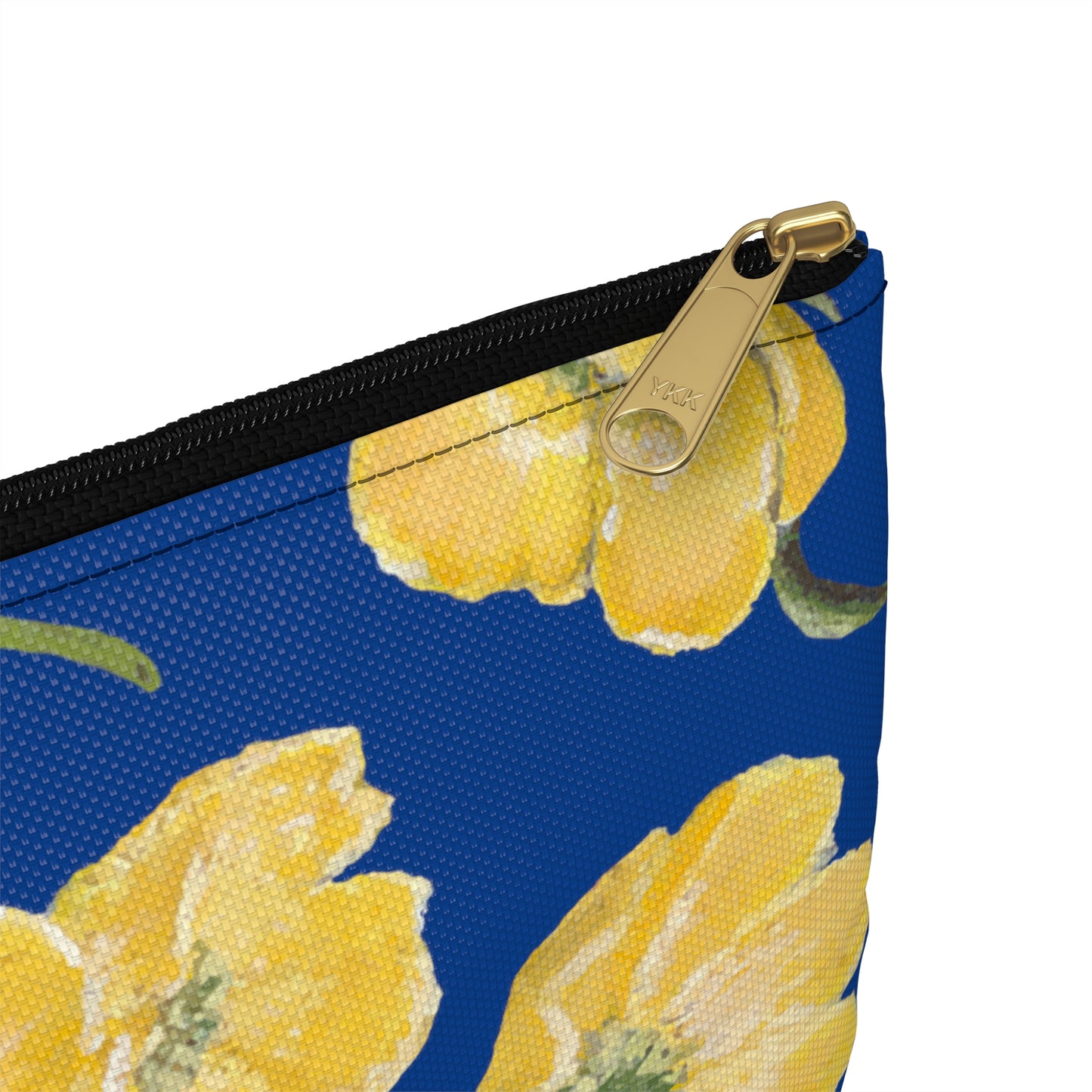 Accessory Pouch, Buttercups, Dark Blue Background, Oklahoma Wildflower, Yellow Floral