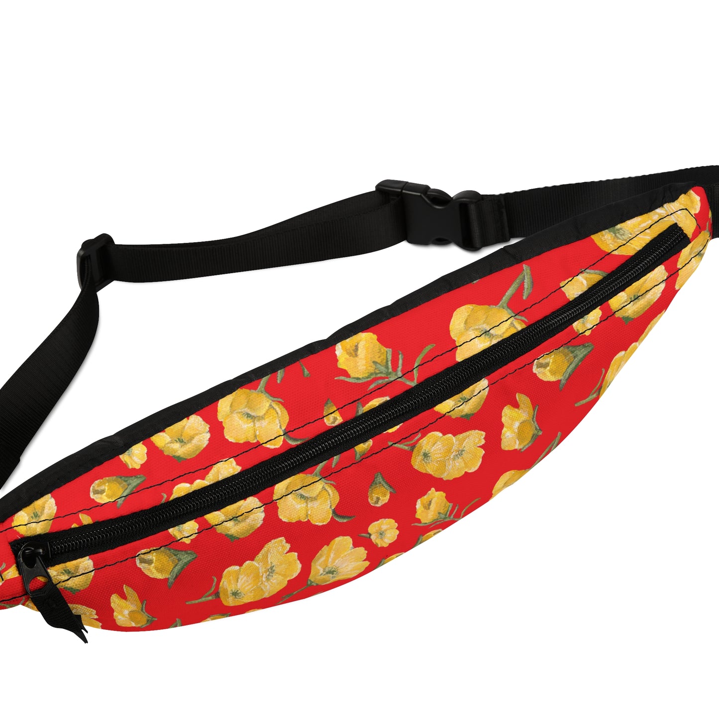 Fanny Pack, Red, Buttercup Patter, Yellow Wildflowers, Oklahoma