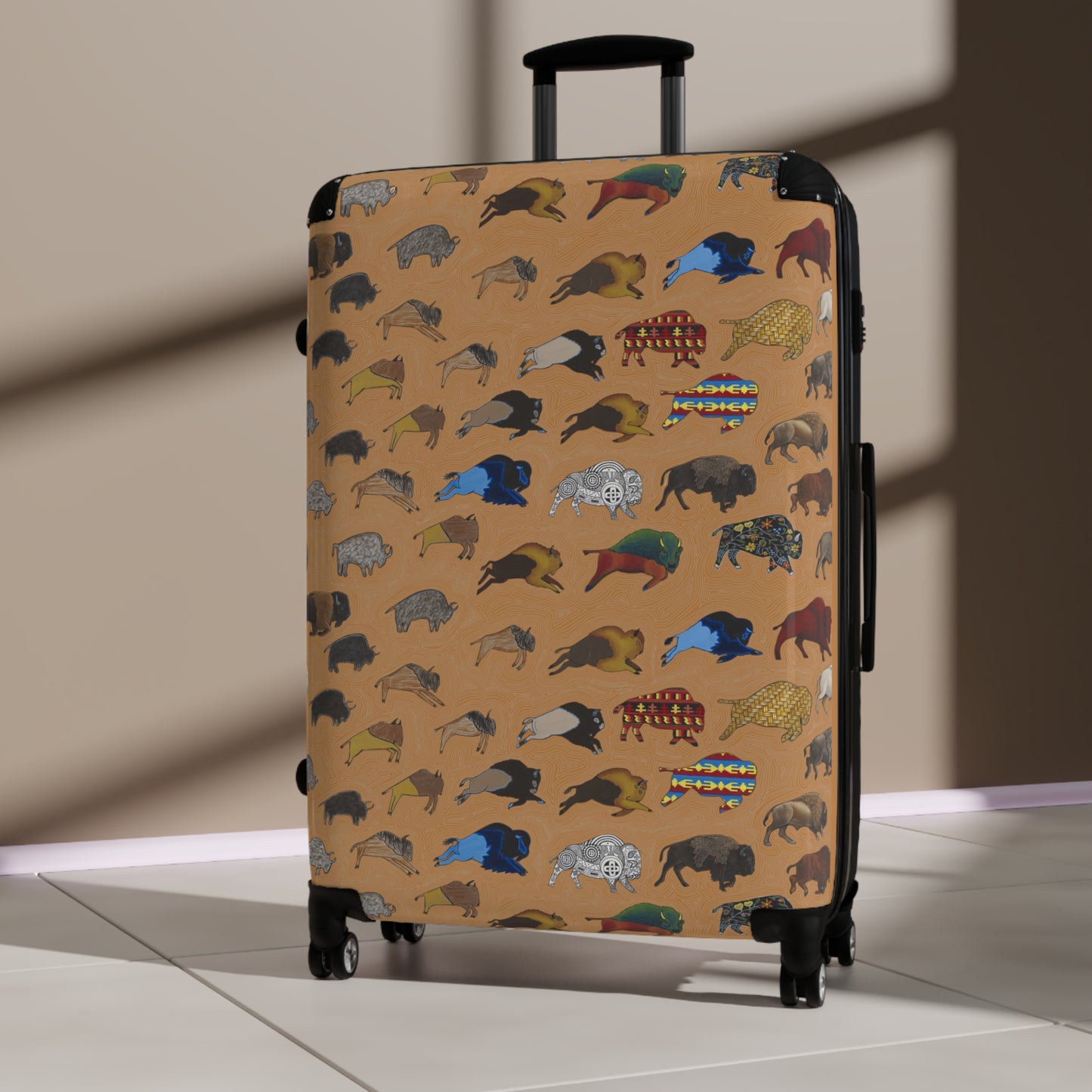 Suitcase, Brown, Bison Transition, Buffalo, Native American, Luggage, Carry On