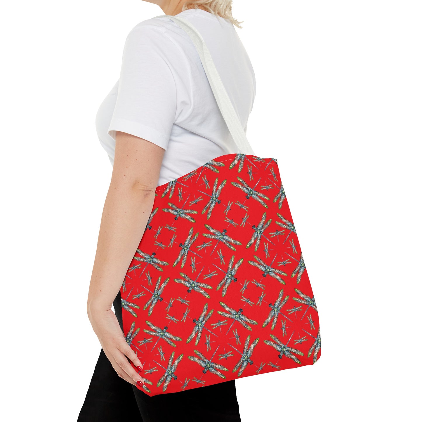 Tote Bag, Dragonfly, Red, Native American Design