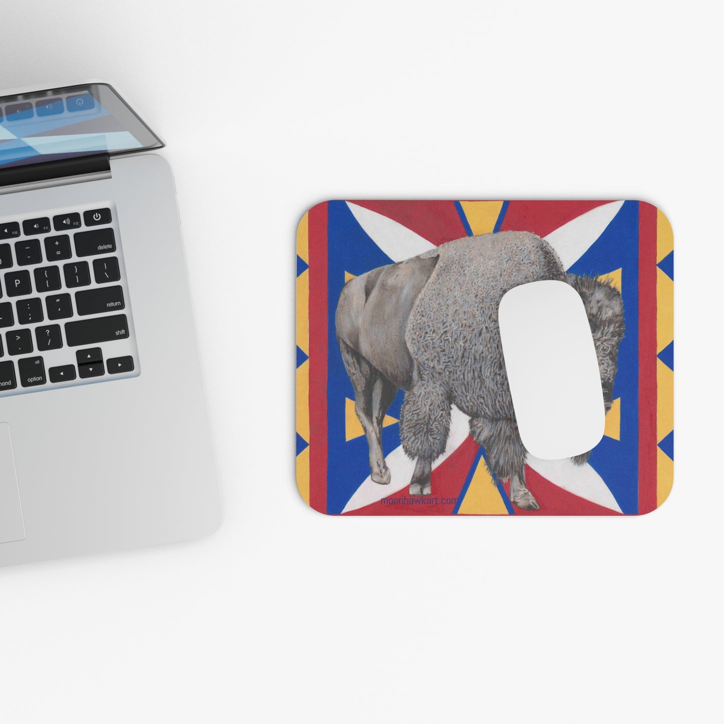 Mouse Pad (Rectangle), Native Bison, Buffalo, Parflech Design, Native American