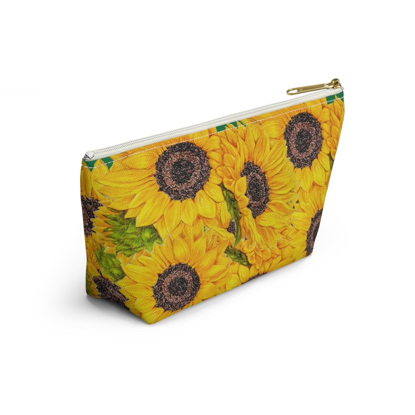 Accessory Pouch w T-bottom, Sunflower Theme, Oklahoma Wildflowers, Yellow Floral, Sunflower Art