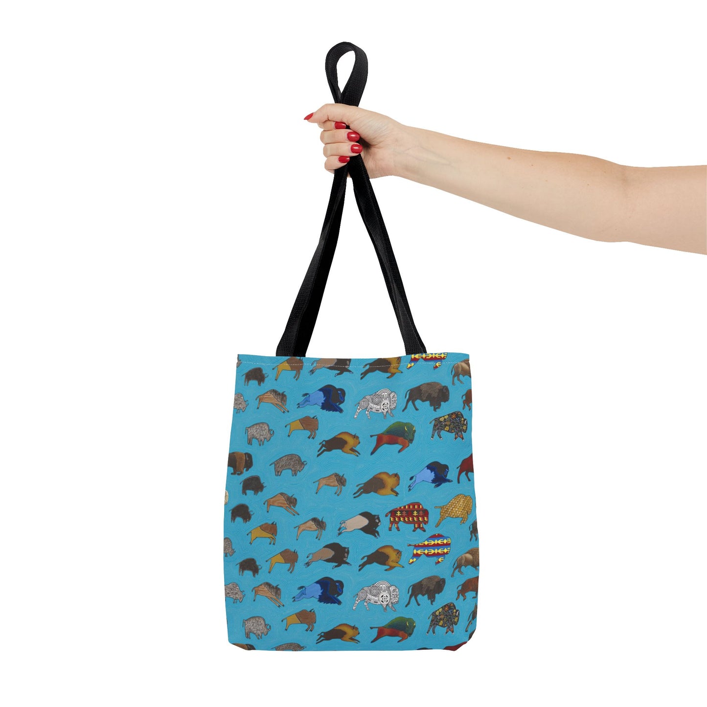 Tote Bag, Turquoise, Bison Transition, Buffalo, Native American