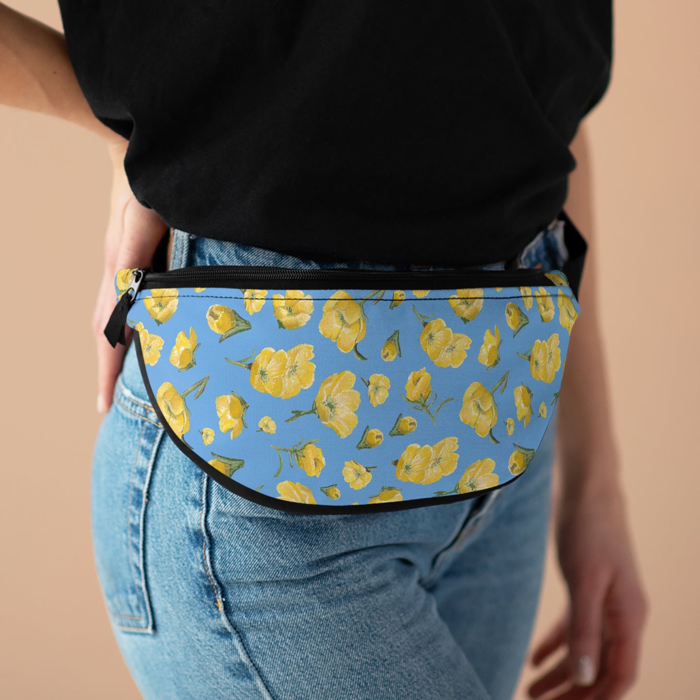 Fanny Pack, Blue, Buttercups, Yellow Wildflowers, Floral, Oklahoma