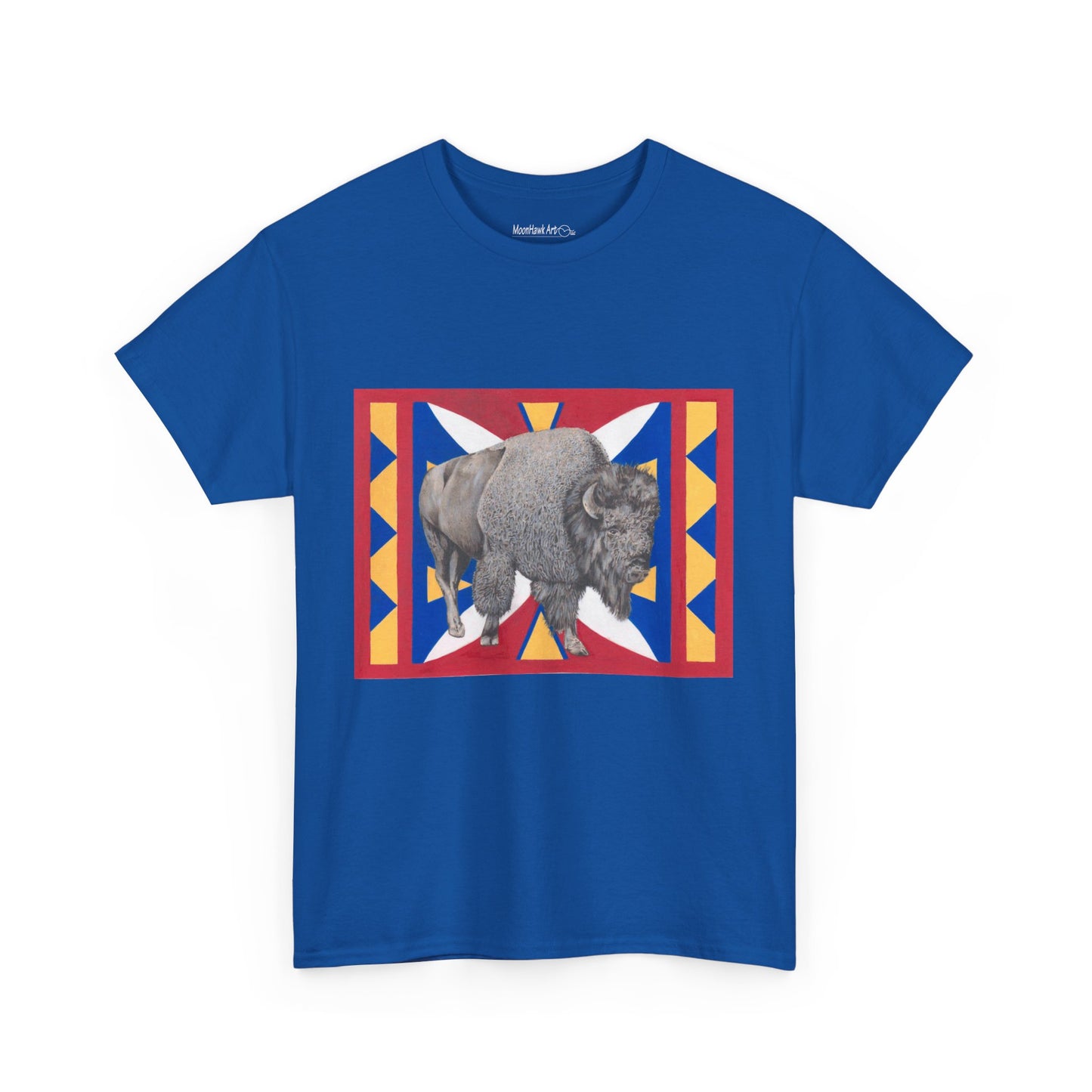 Unisex Heavy Cotton Tee, Native American Buffalo, Wildlife Graphic Tee for Nature Lovers