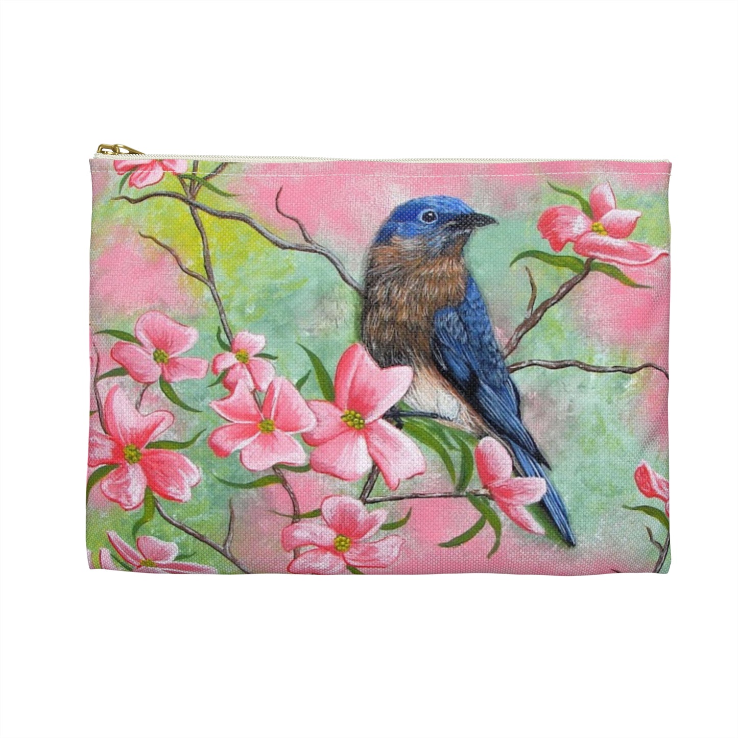 Accessory Pouch, Eastern Bluebird, Dogwood, Pretty In Pink, Wild Bird, Songbird, Oklahoma