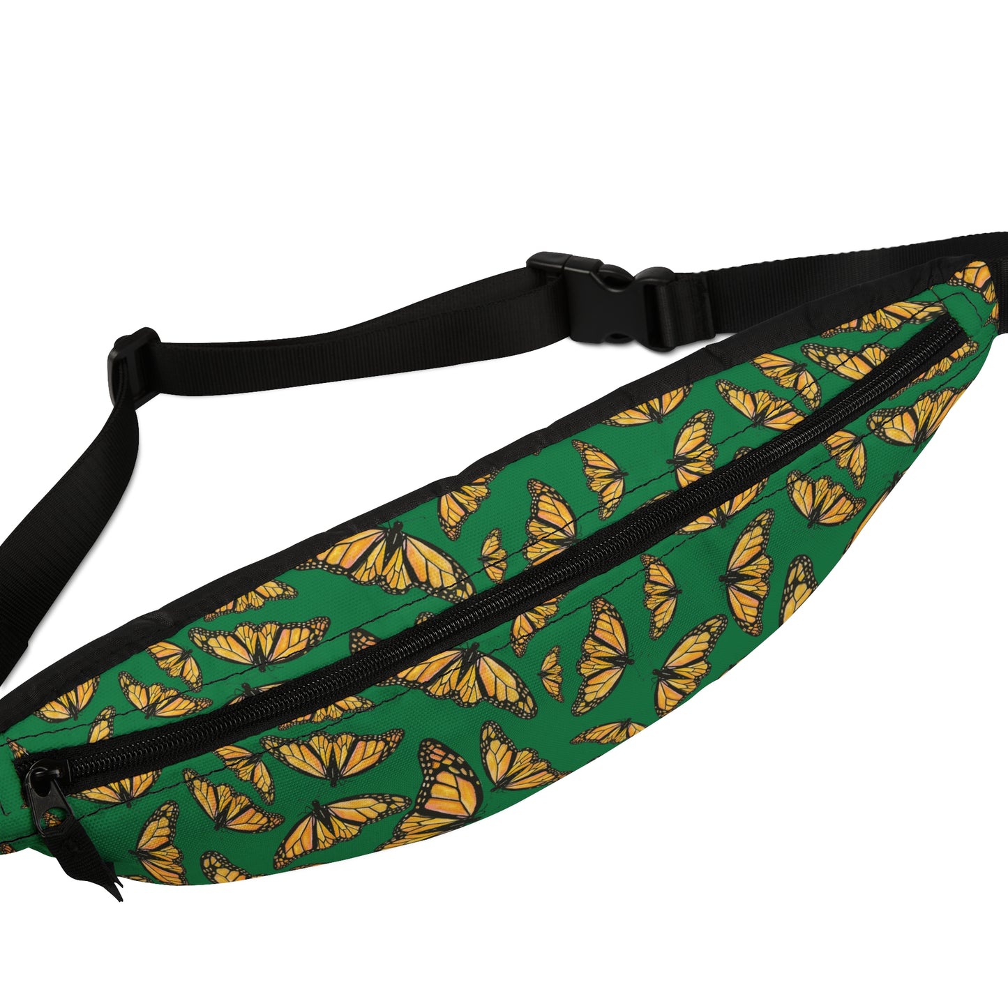 Fanny Pack, Green, Monarch, Butterfly, Kamama