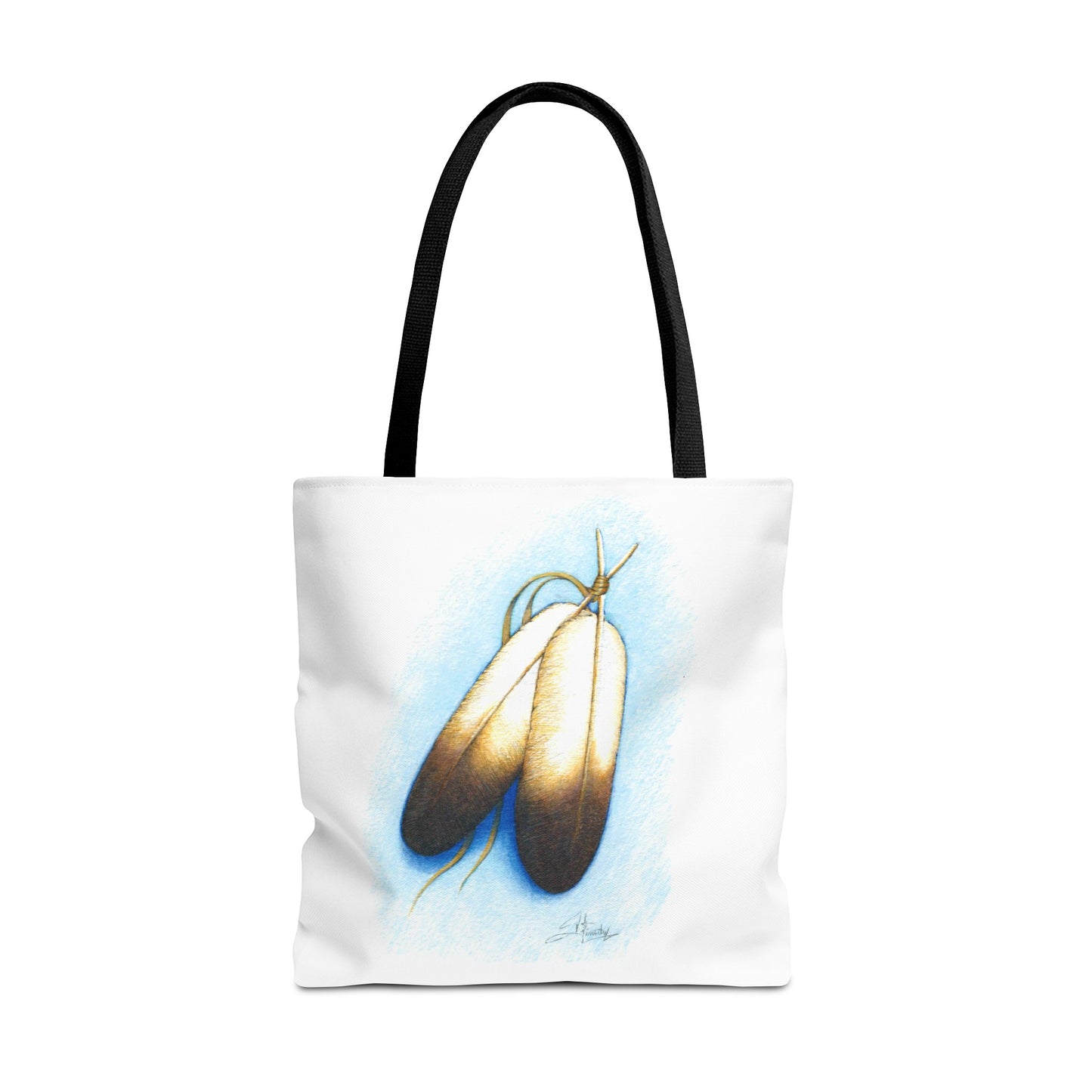Double Feather Tote Bag, Native American design, book bag, powwow tote bag