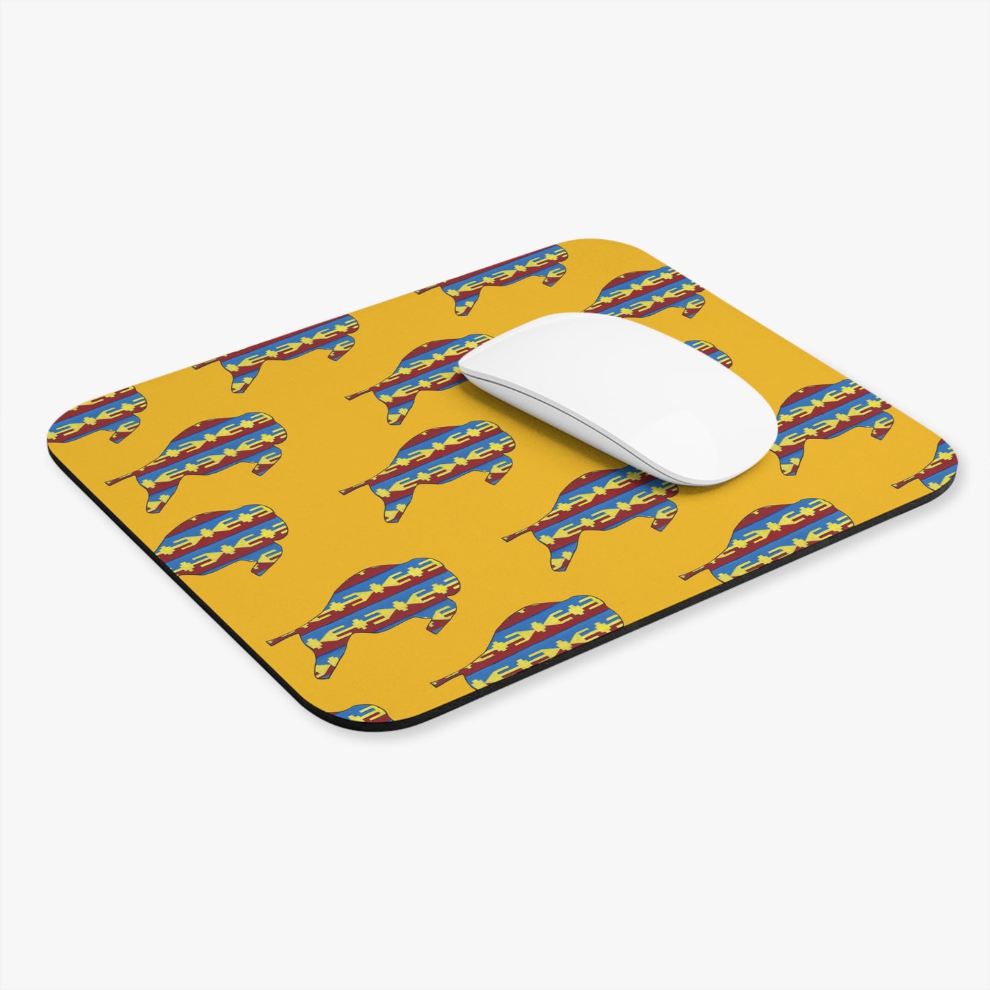 Mouse Pad (Rectangle), Yellow, Osage Design, Bison, Native American