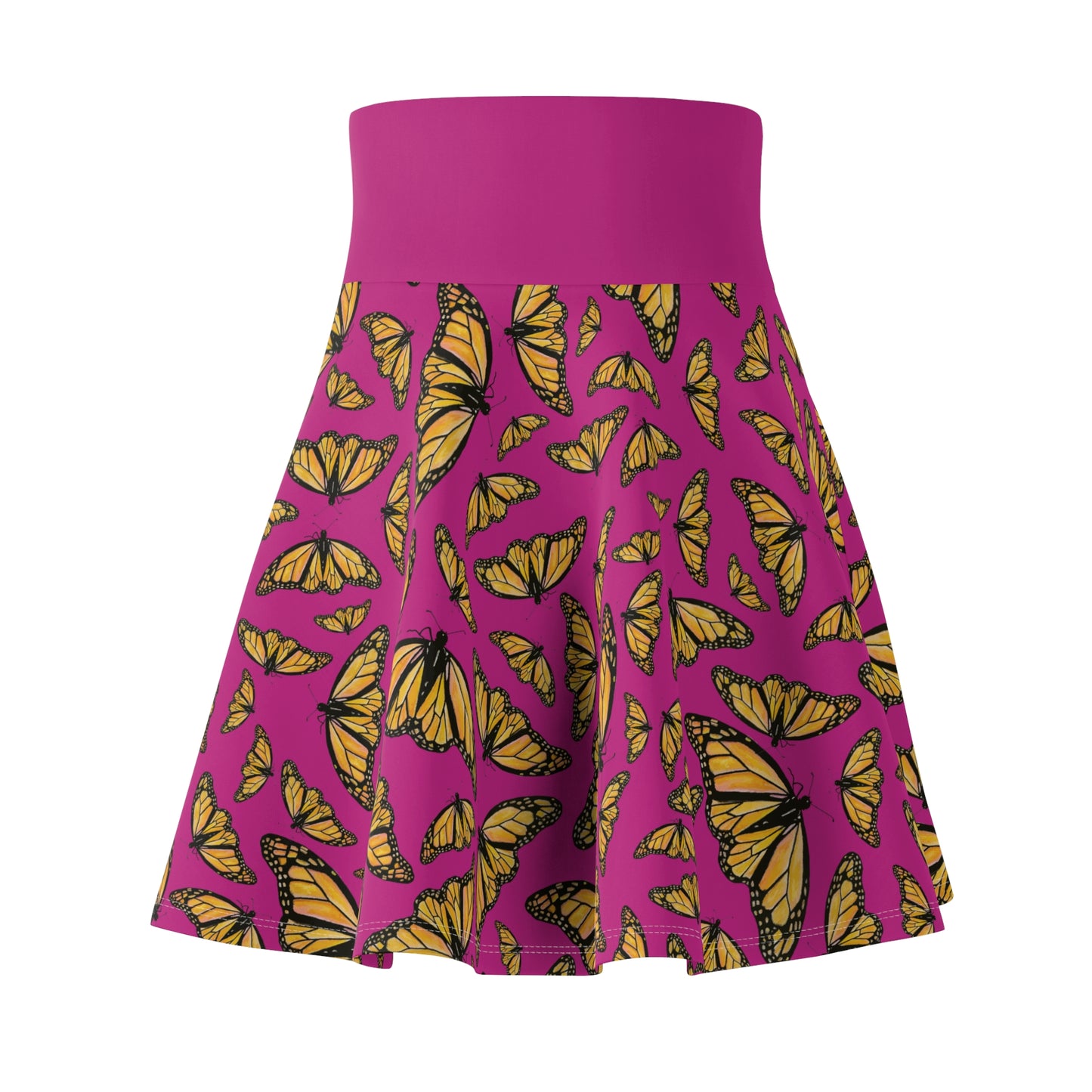 Women's Skater Skirt, Monarch, Hot Pink Background, Butterfly, Kamama