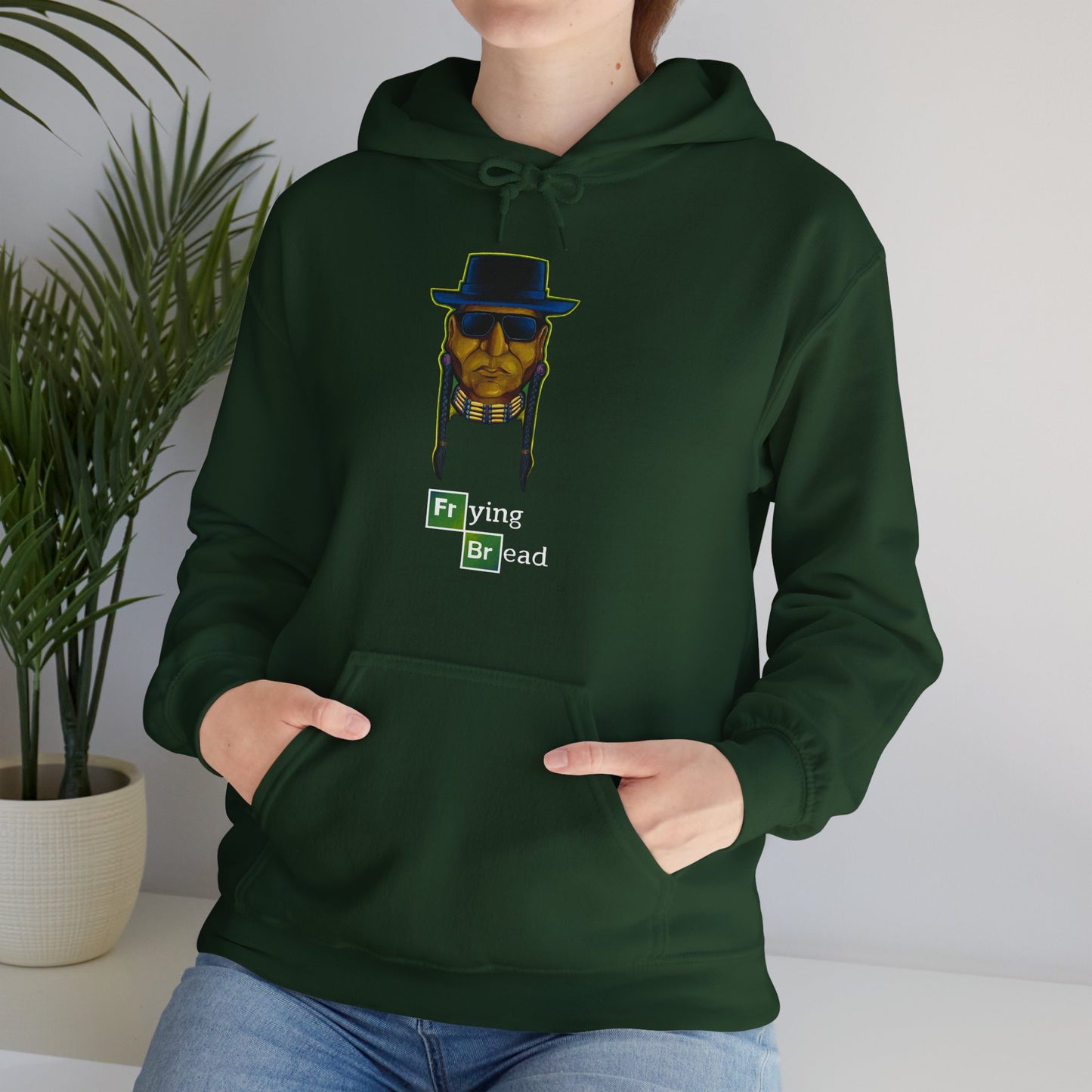 Unisex Heavy Blend™ Hooded Sweatshirt, Walter Red, Frying Bread, Native American, Pop Art, Native Humor
