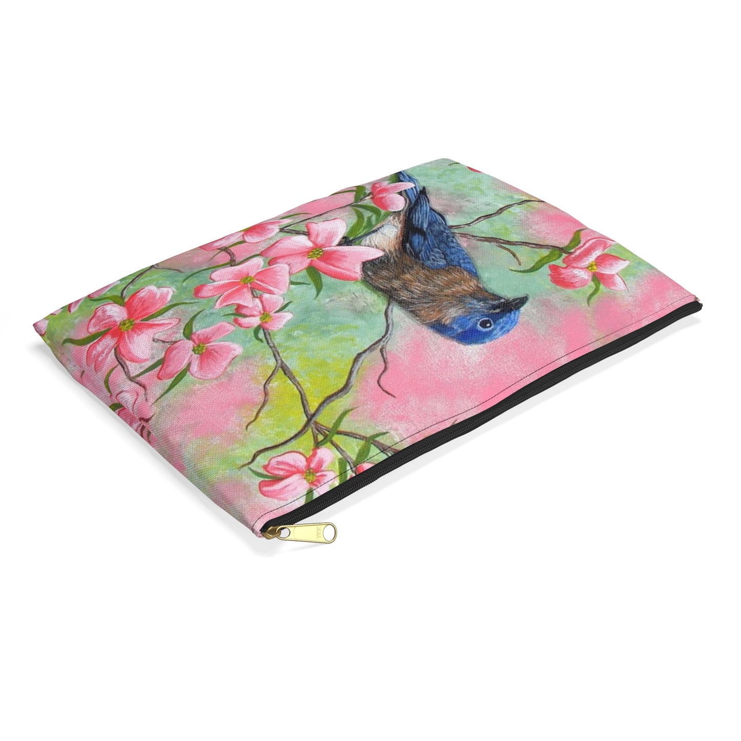 Accessory Pouch, Eastern Bluebird, Dogwood, Pretty In Pink, Wild Bird, Songbird, Oklahoma
