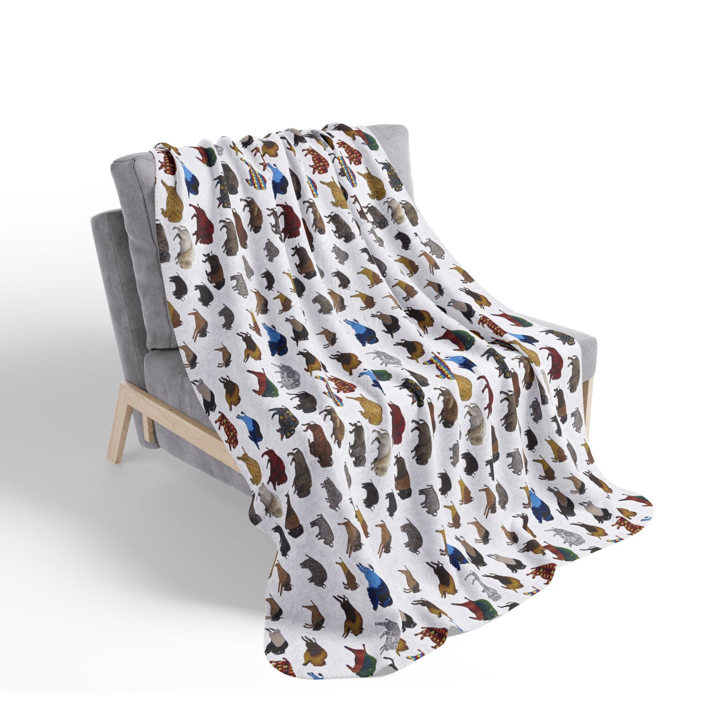 Fleece Sherpa Blanket, Bison Transition, Buffalo, Native American, Tribal Design