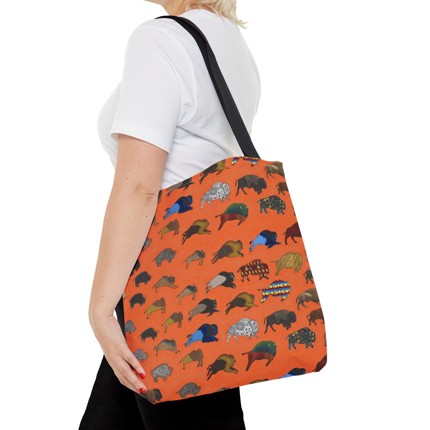 Tote Bag, Orange, Bison Transition, Buffalo, Native America