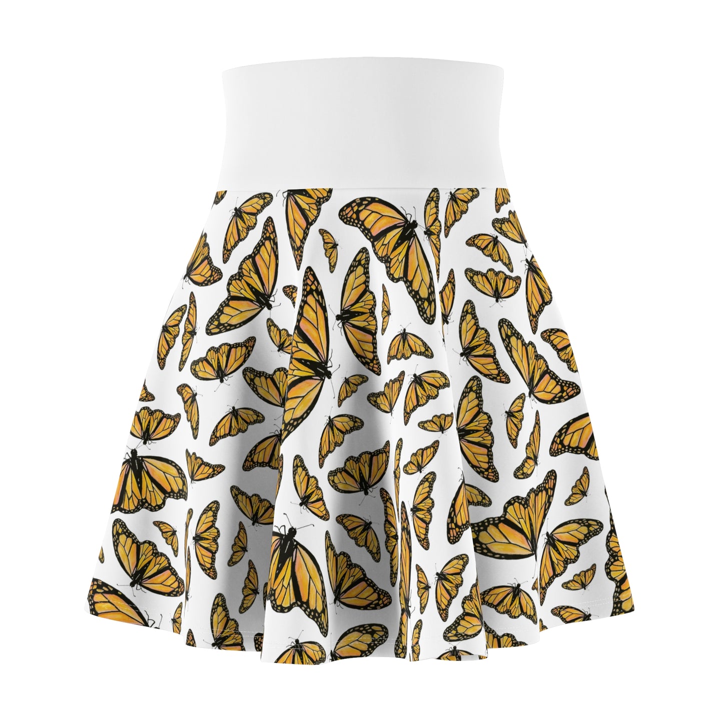 Women's Skater Skirt, Monarch, White Background, Butterfly, Kamama