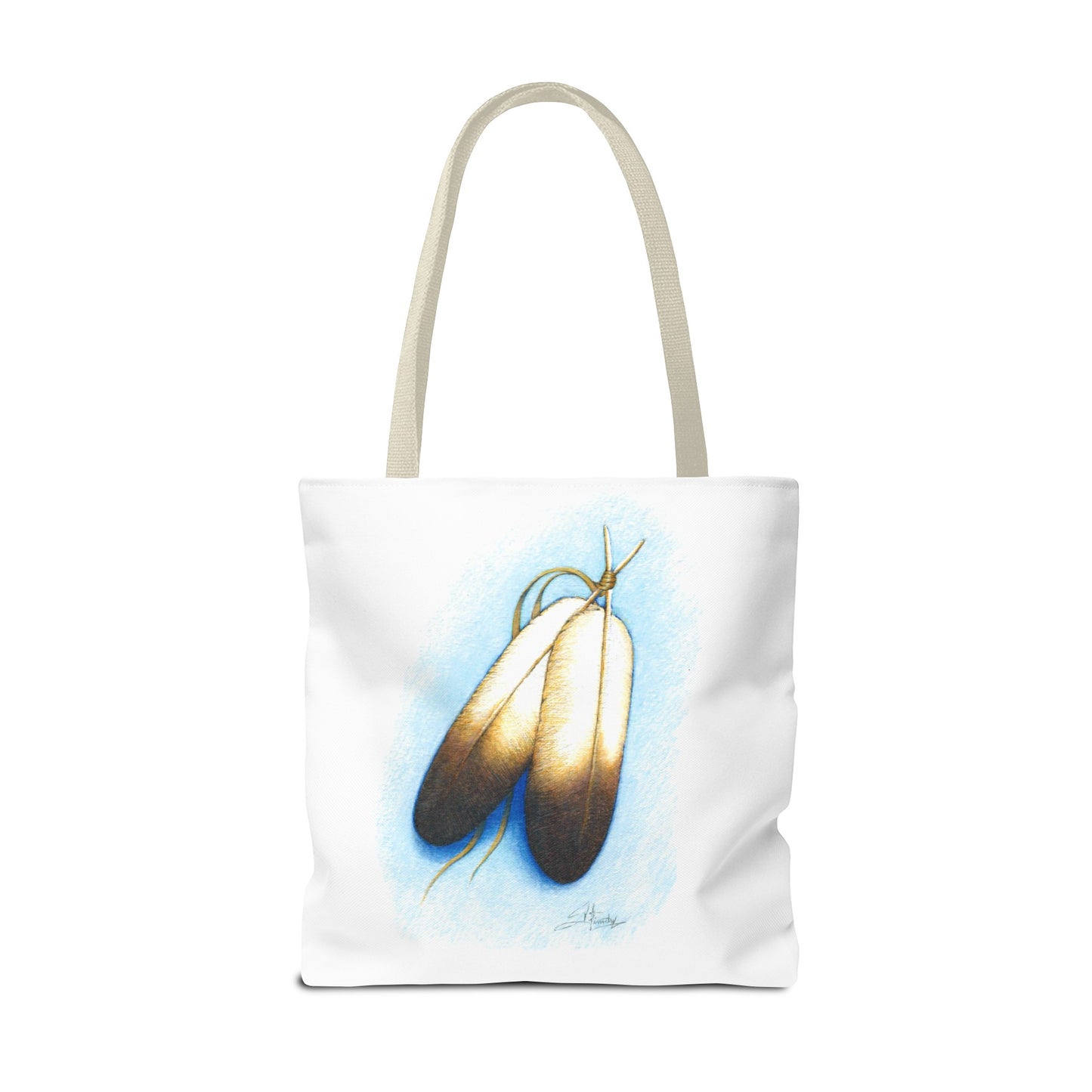 Double Feather Tote Bag, Native American design, book bag, powwow tote bag