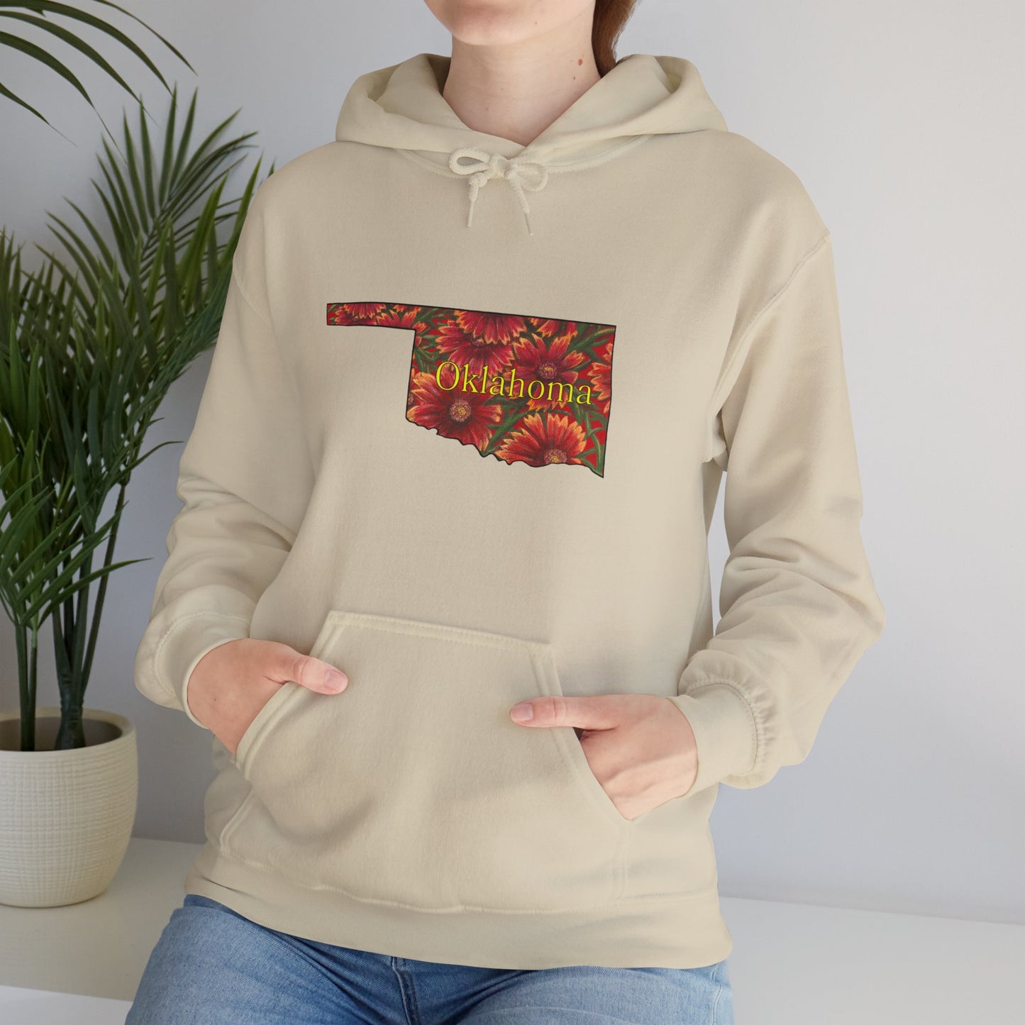 Unisex Heavy Blend™ Hooded Sweatshirt, Oklahoma, Indian Blanket, Oklahoma State Wildflowers