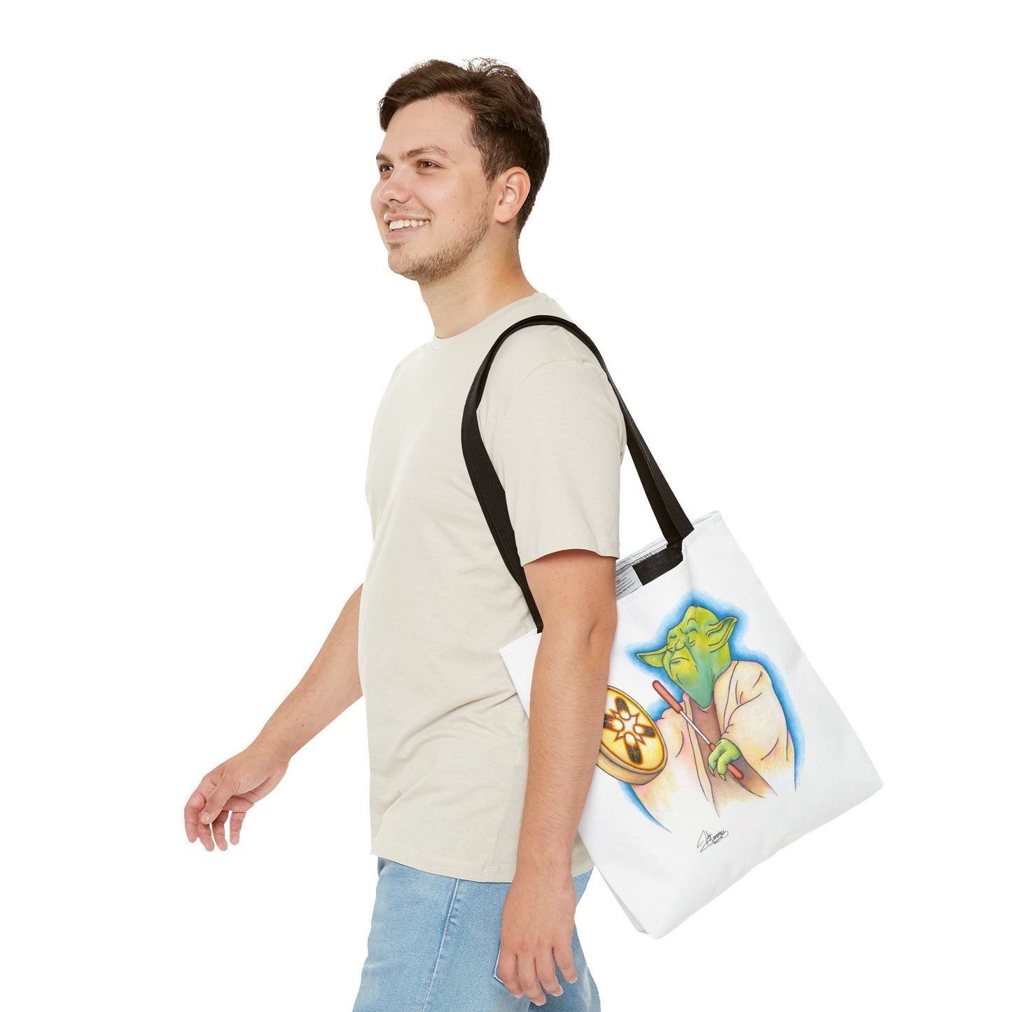 Tote Bag, Alien Playing Native Hand Drum, Native Pop Humor, Native American